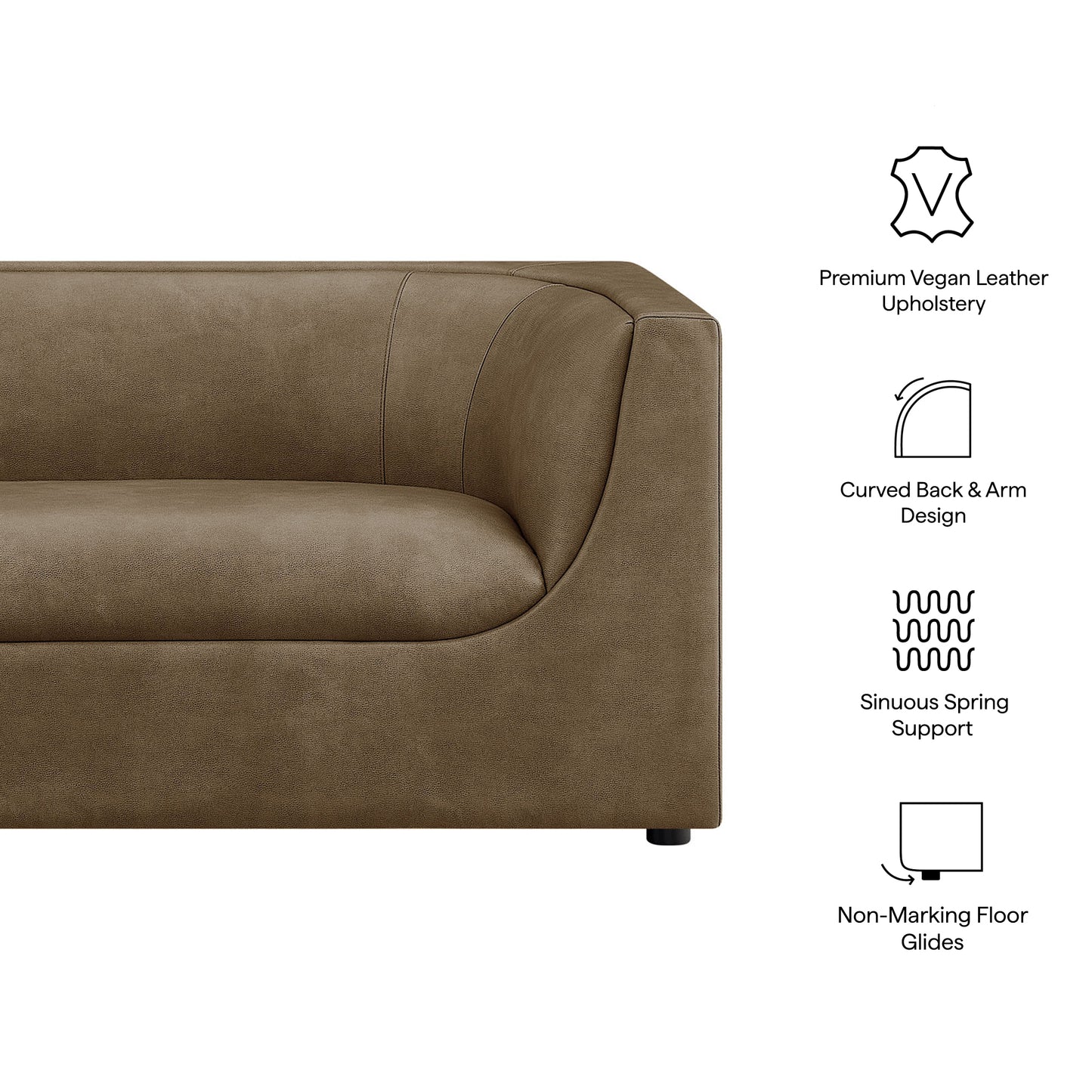 Hilda 67" Curved Back Vegan Leather Loveseat by Modway