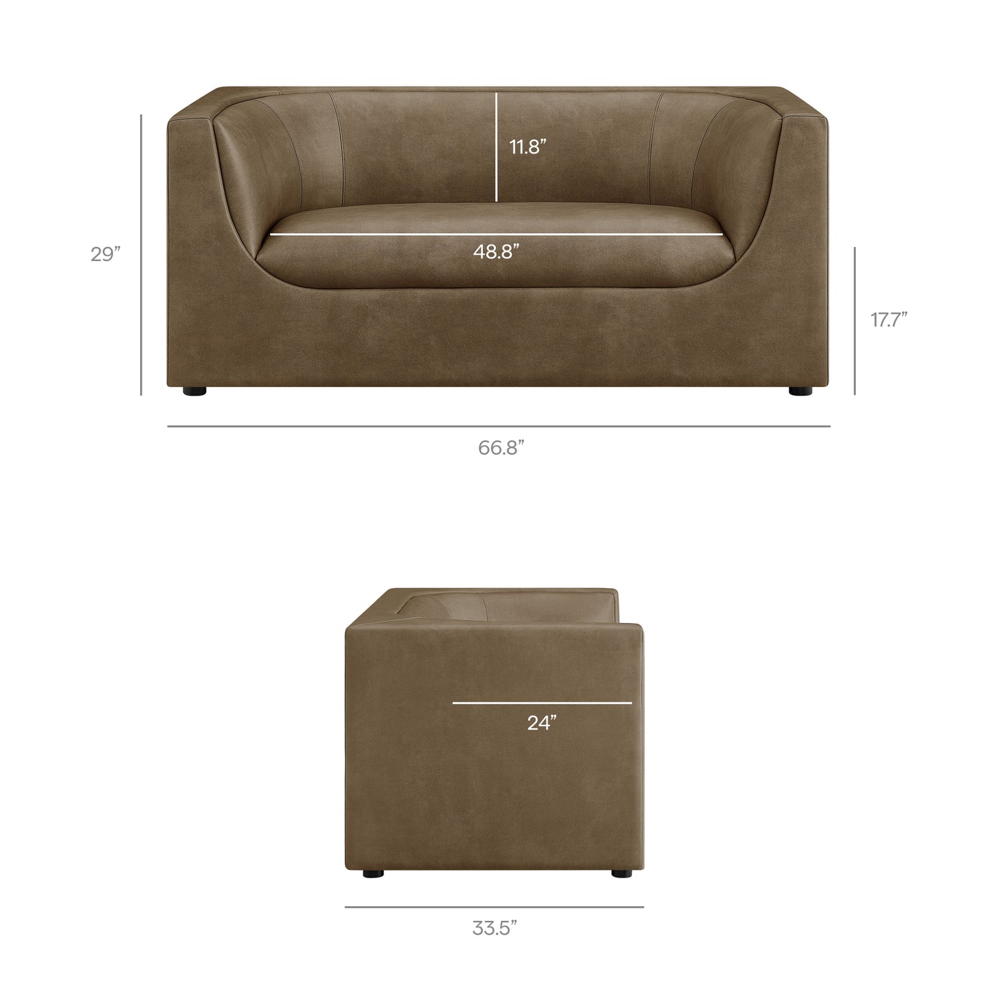 Hilda 67" Curved Back Vegan Leather Loveseat by Modway