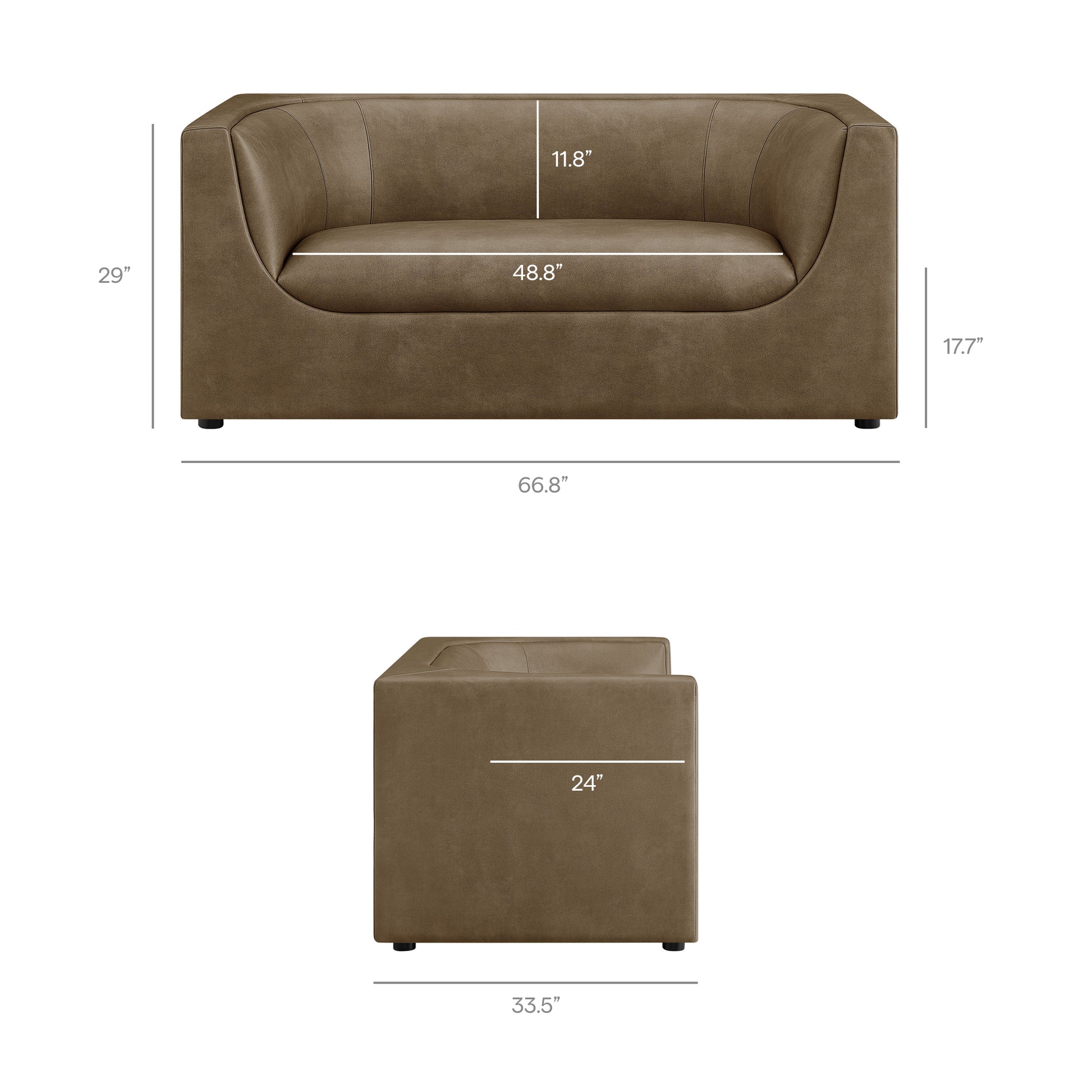 Hilda 67" Curved Back Vegan Leather Loveseat by Modway
