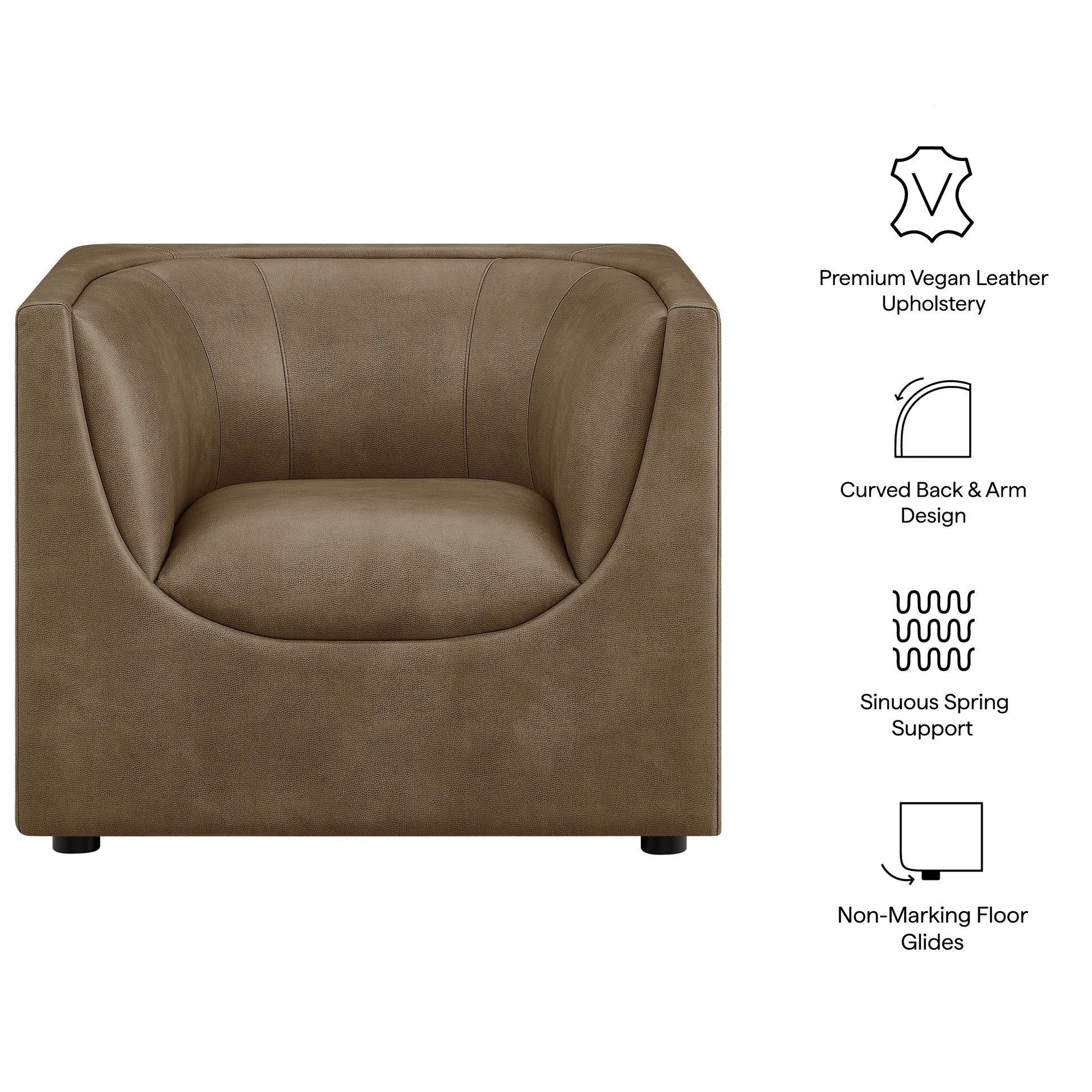 Hilda Curved Back Vegan Leather Armchair by Modway
