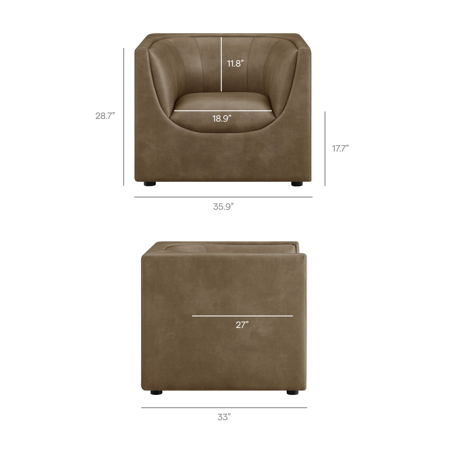 Hilda Curved Back Vegan Leather Armchair by Modway