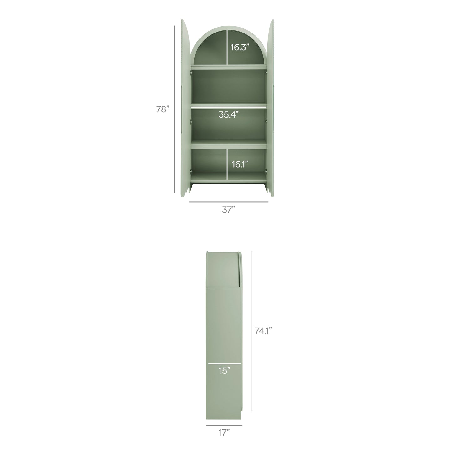 Dahlia 78 Inch Fluted and Scalloped Arched Storage Cabinet by Modway EEI-7570-SGE
