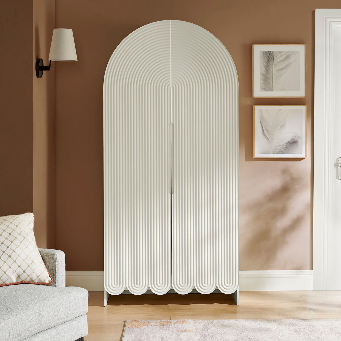 Dahlia 78 Inch Fluted and Scalloped Arched Storage Cabinet by Modway EEI-7570-WHI