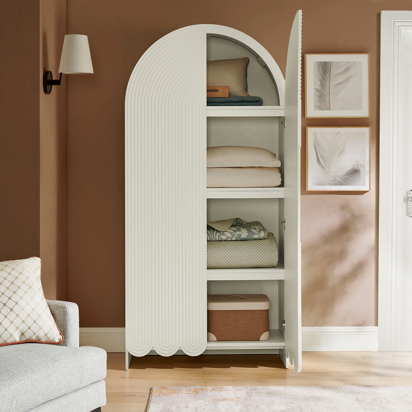 Dahlia 78 Inch Fluted and Scalloped Arched Storage Cabinet by Modway EEI-7570-WHI