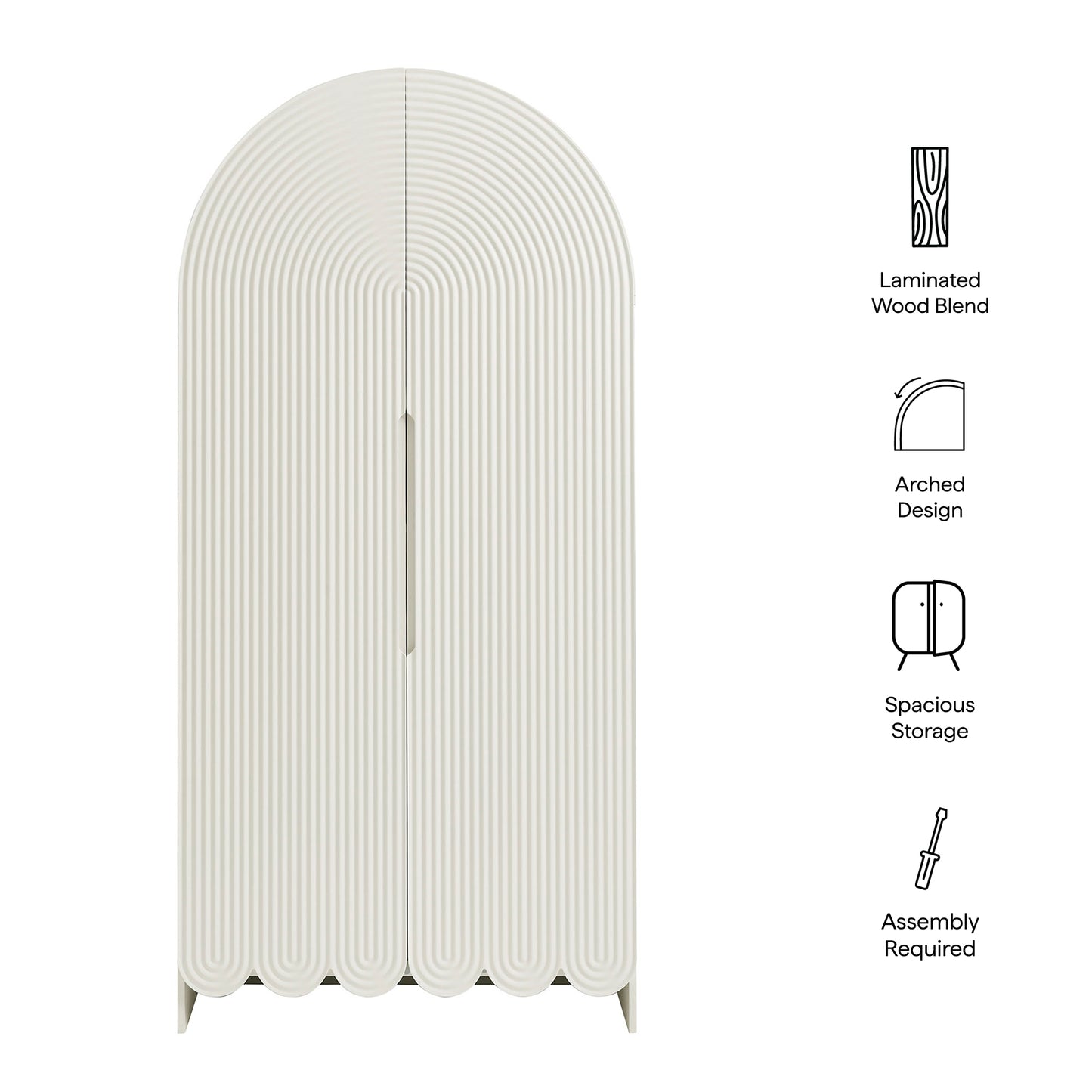 Dahlia 78 Inch Fluted and Scalloped Arched Storage Cabinet by Modway EEI-7570-WHI