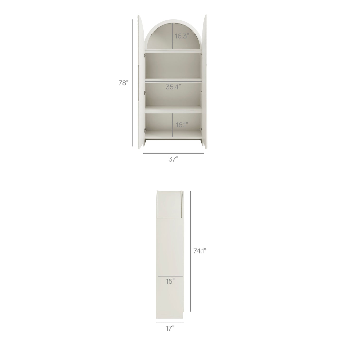 Dahlia 78 Inch Fluted and Scalloped Arched Storage Cabinet by Modway EEI-7570-WHI