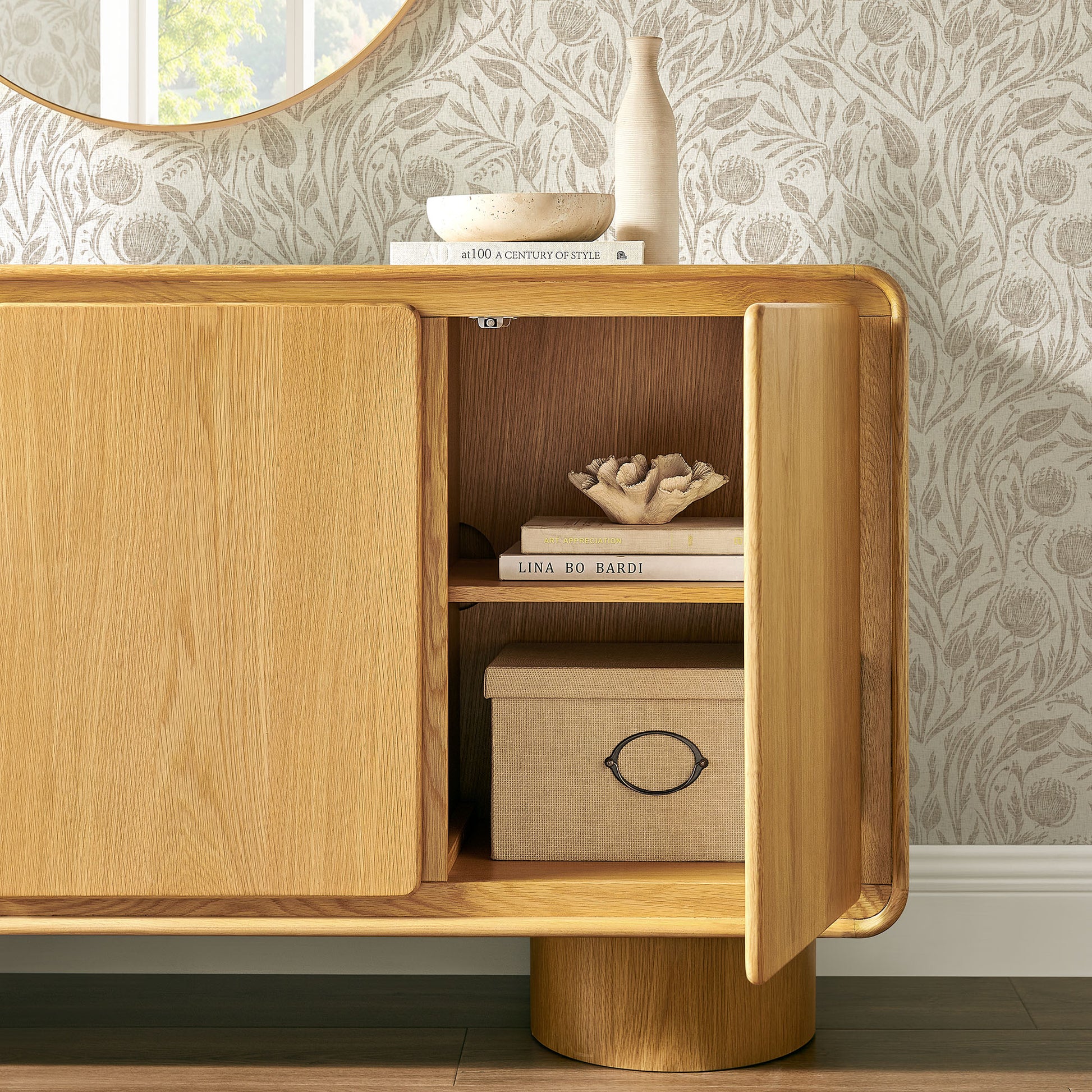 Lumo 3-Door Curved Wood Accent Cabinet by Modway