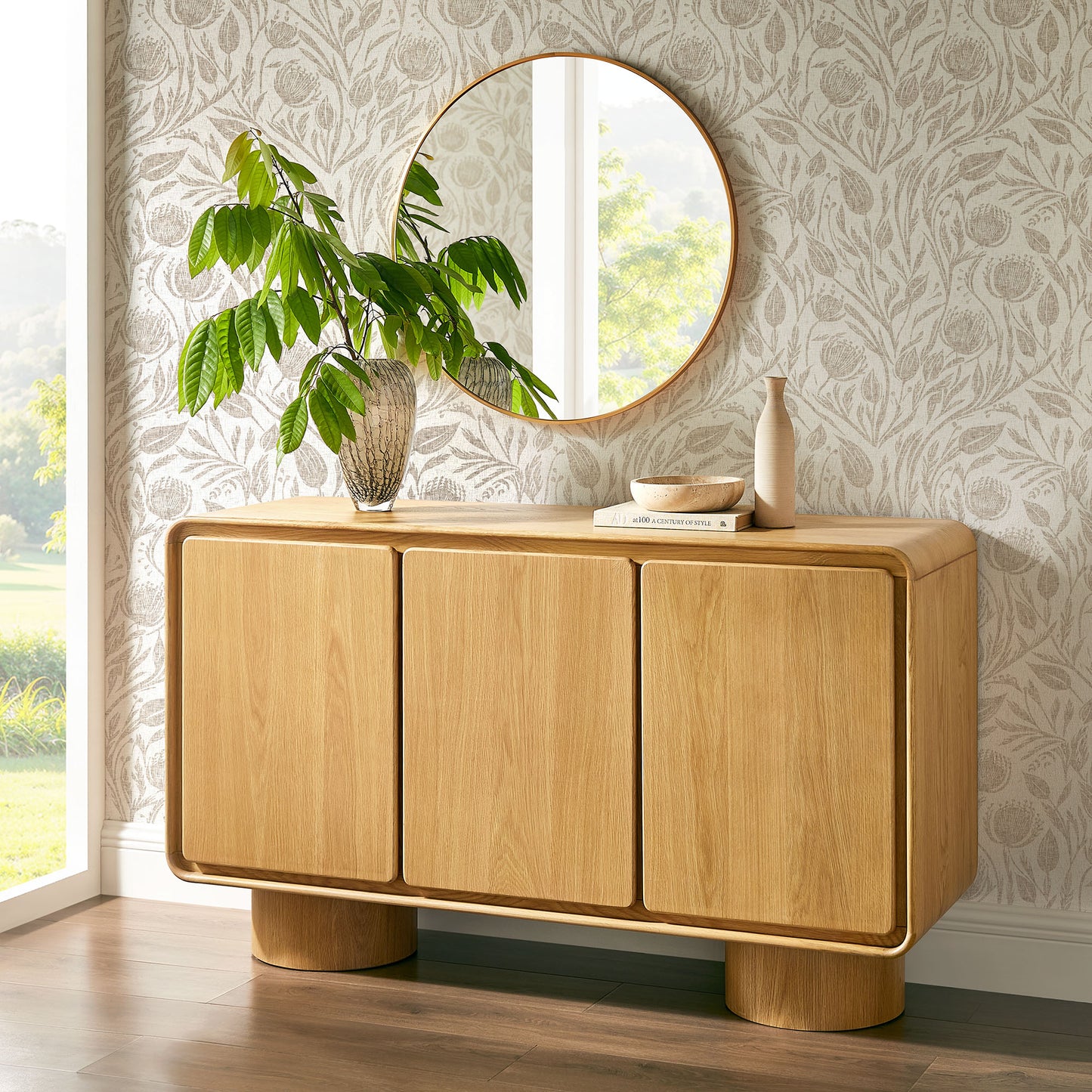Lumo 3-Door Curved Wood Accent Cabinet by Modway