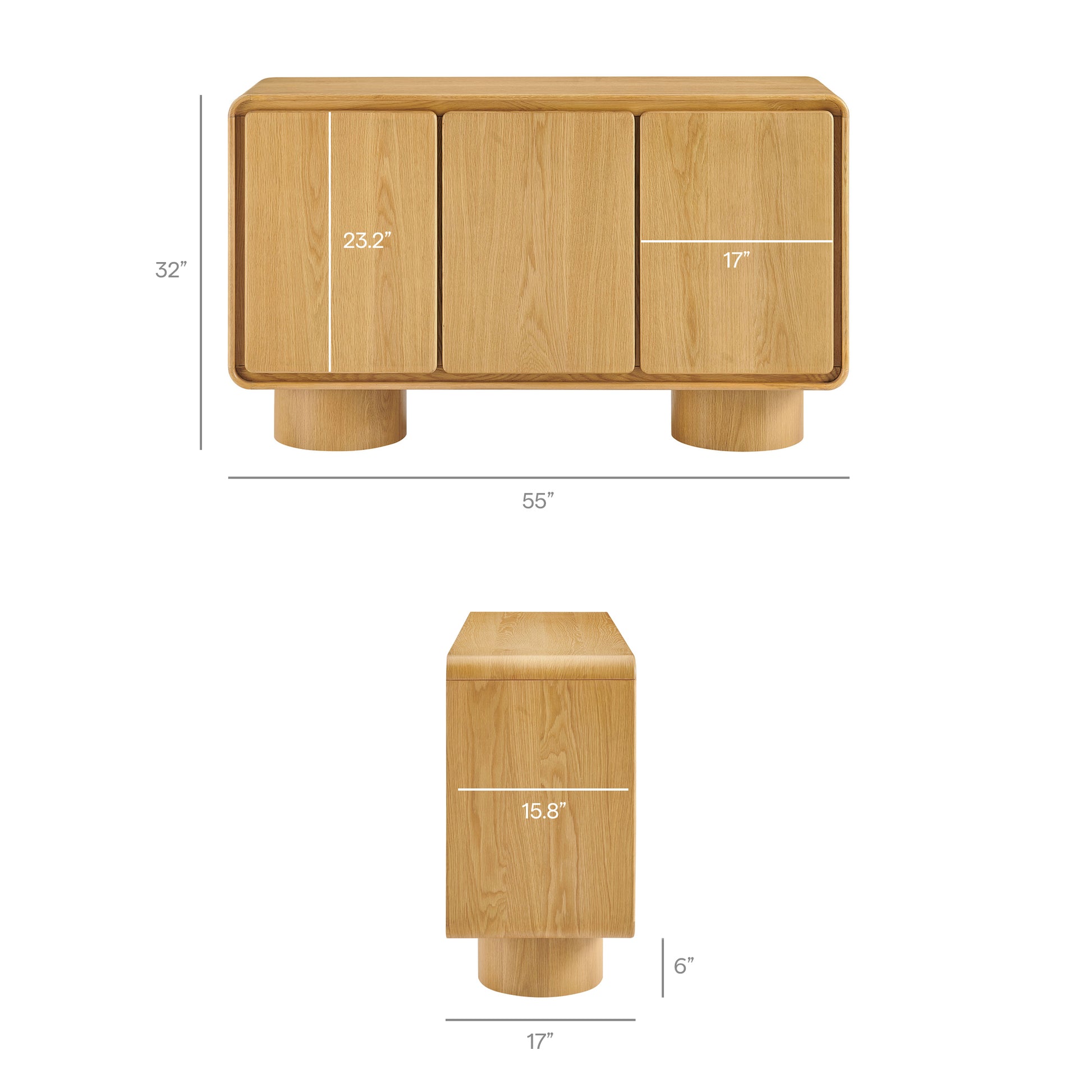Lumo 3-Door Curved Wood Accent Cabinet by Modway