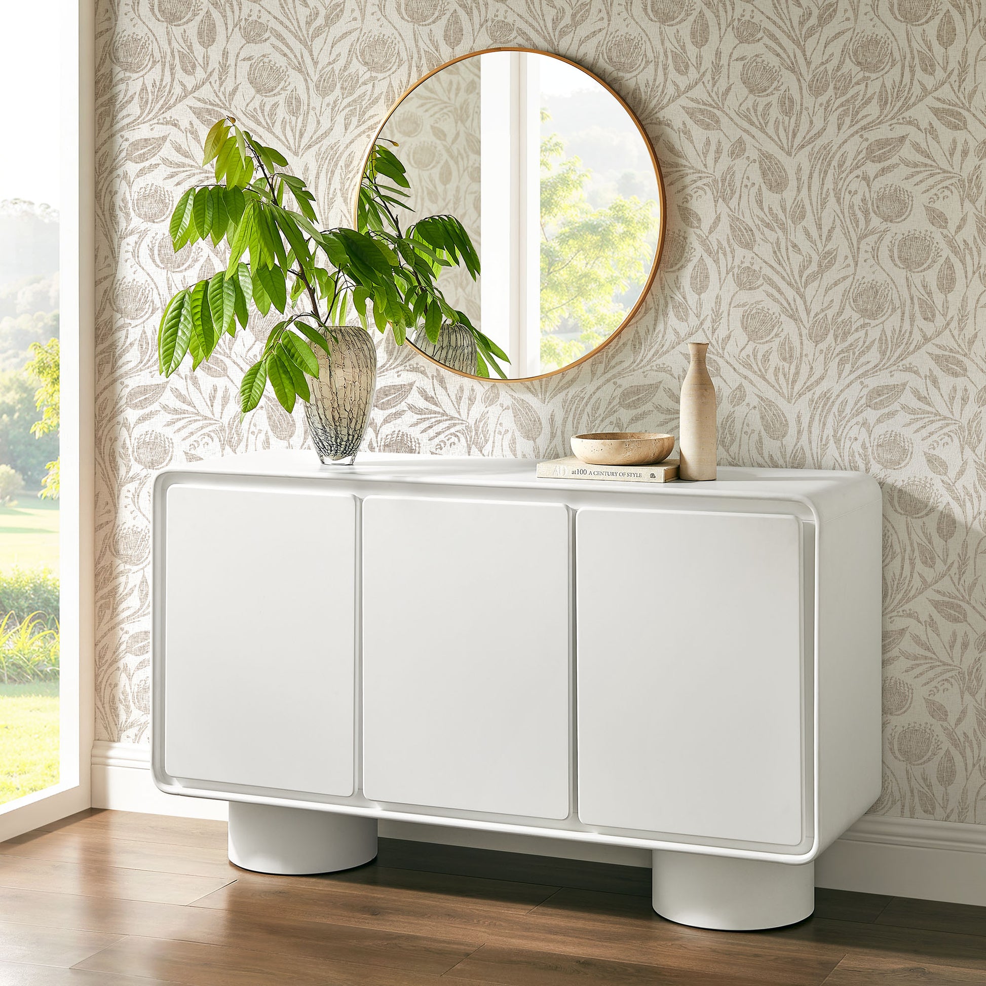 Lumo 3-Door Curved Wood Accent Cabinet by Modway