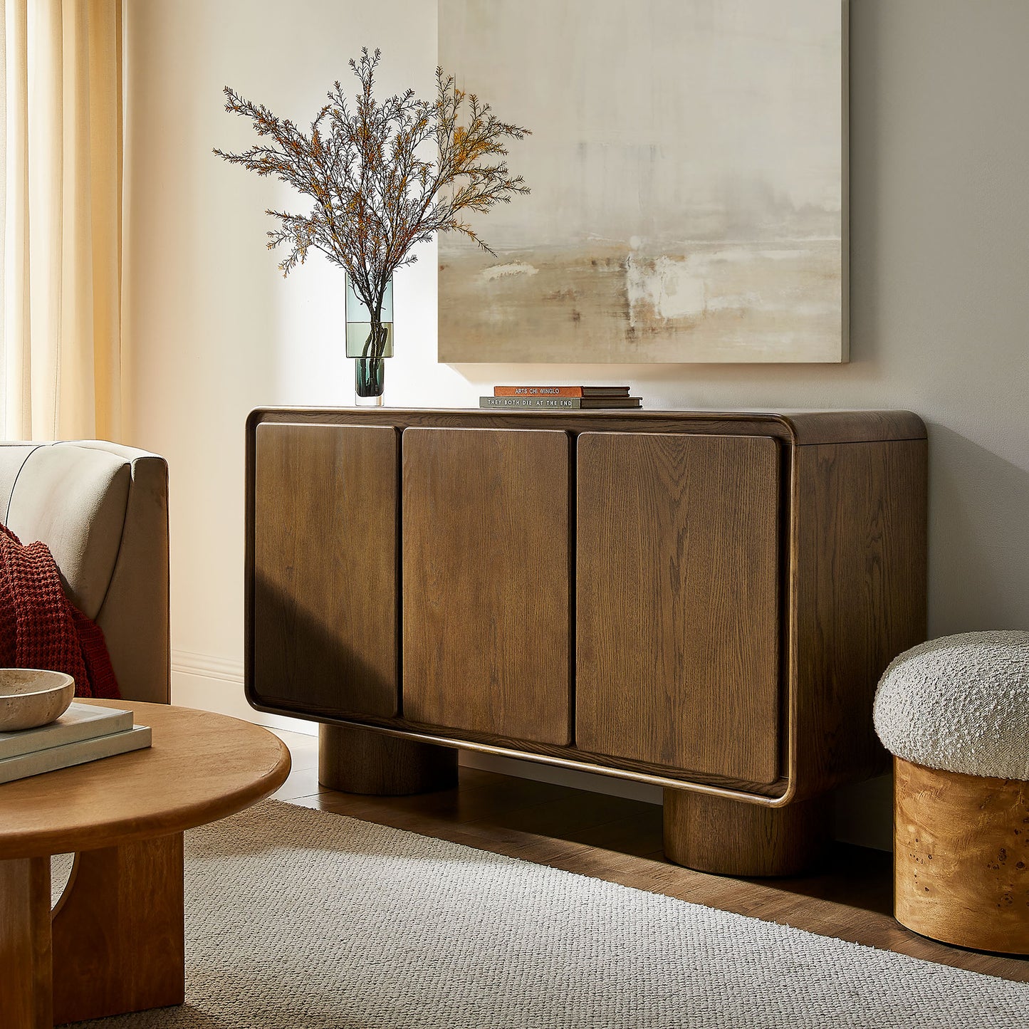 Lumo 3-Door Curved Wood Accent Cabinet by Modway
