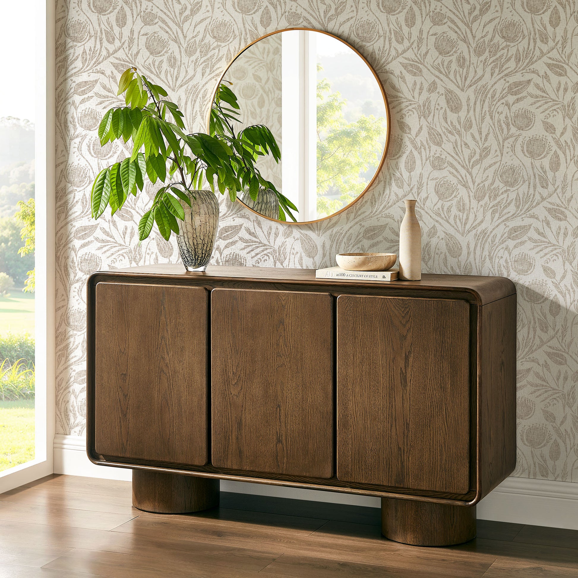 Lumo 3-Door Curved Wood Accent Cabinet by Modway