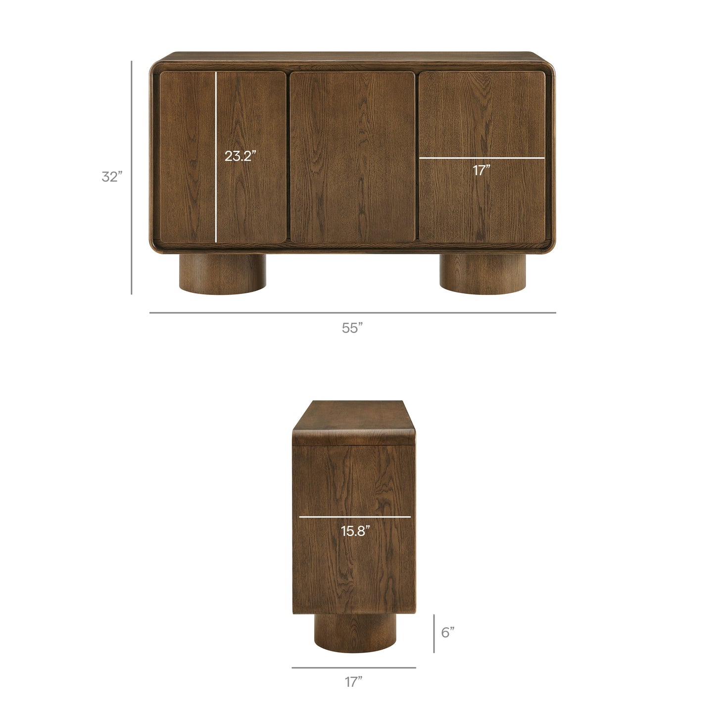 Lumo 3-Door Curved Wood Accent Cabinet by Modway