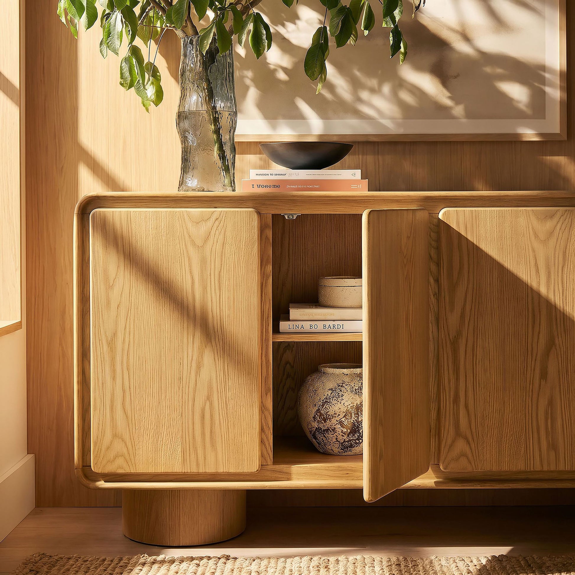 Lumo 4-Door Curved Wood Accent Cabinet by Modway