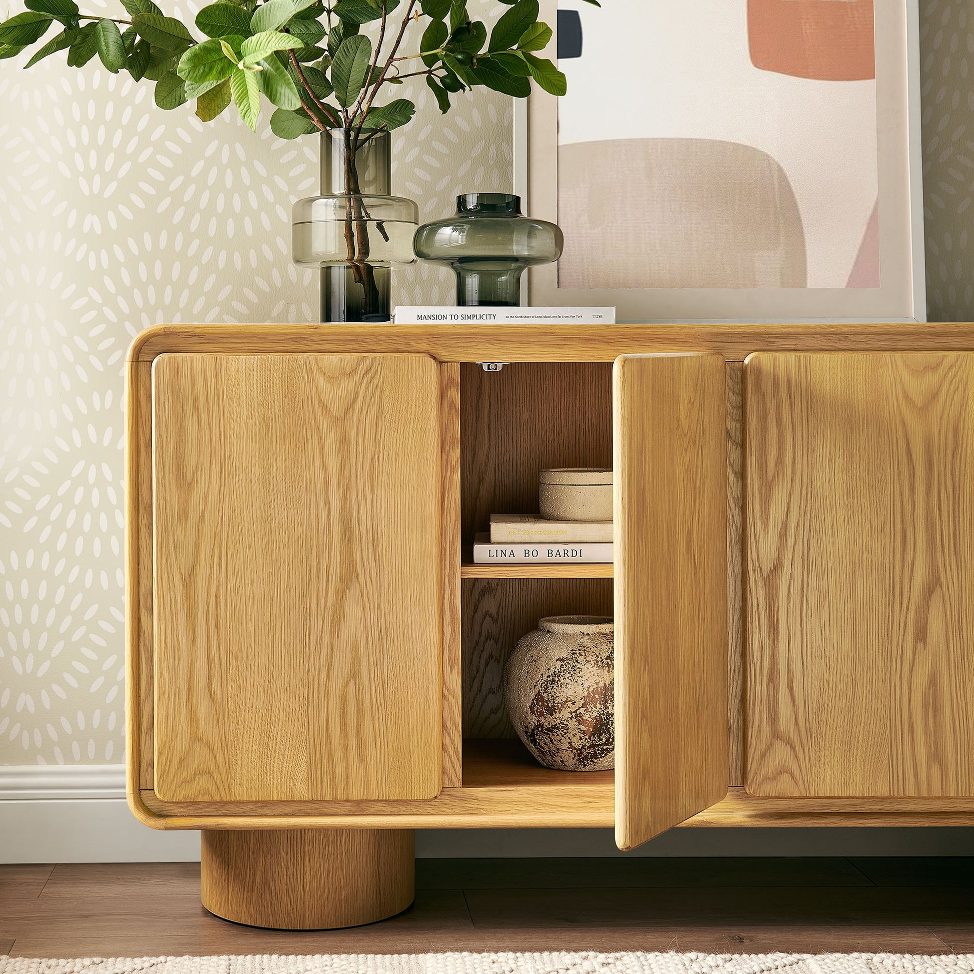 Lumo 4-Door Curved Wood Accent Cabinet by Modway
