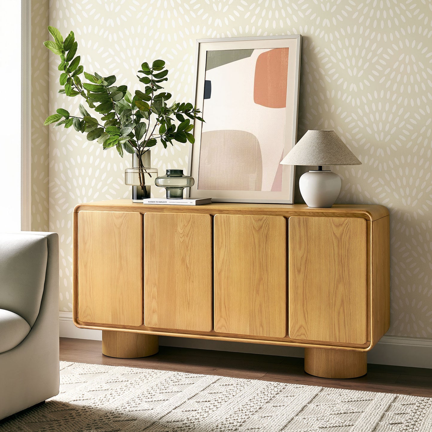Lumo 4-Door Curved Wood Accent Cabinet by Modway