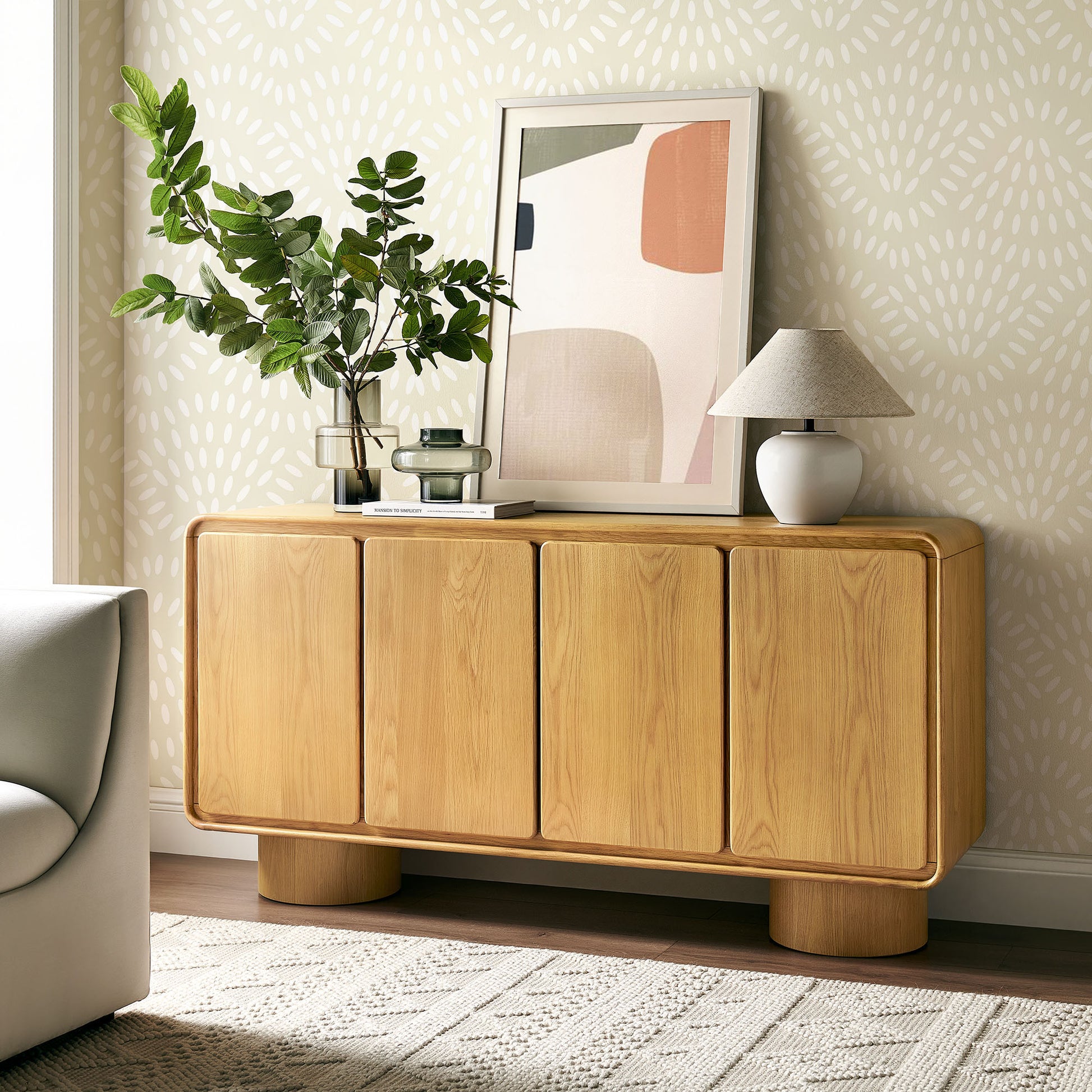 Lumo 4-Door Curved Wood Accent Cabinet by Modway