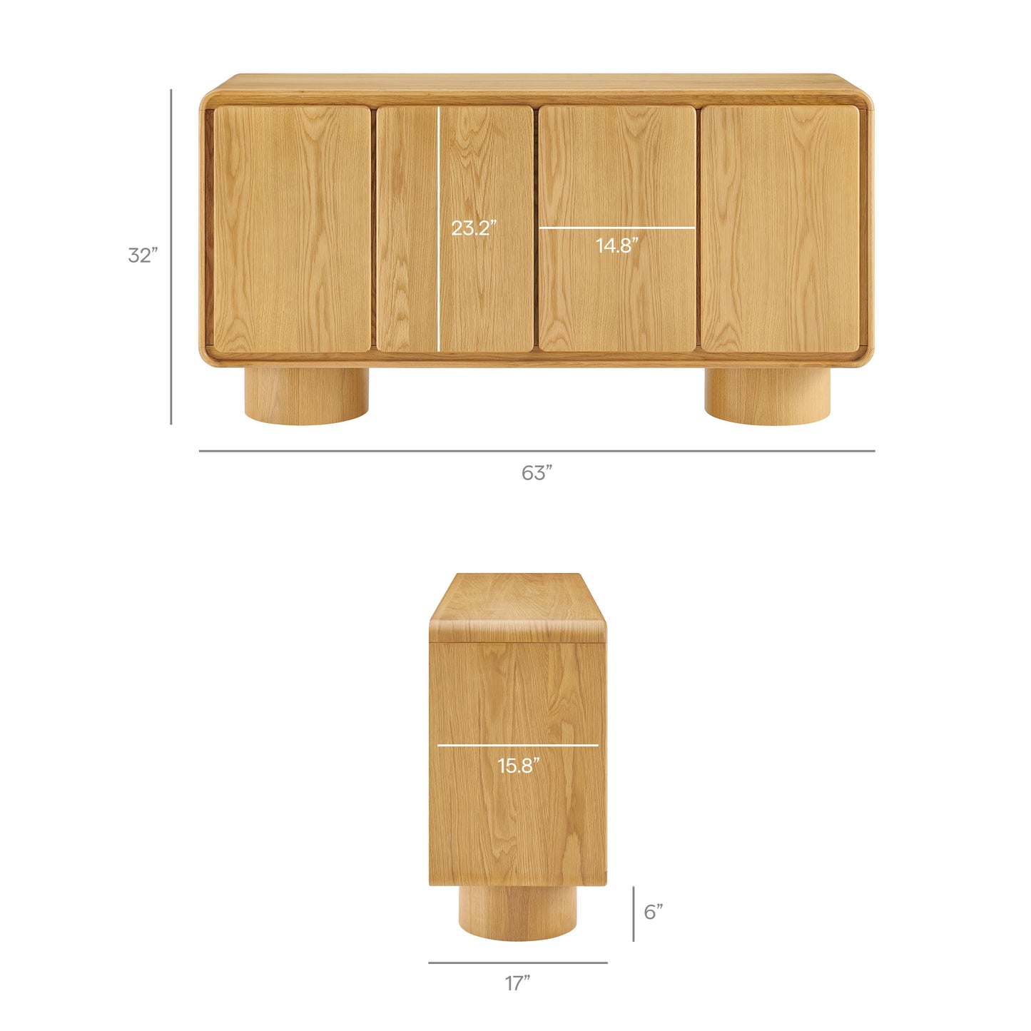 Lumo 4-Door Curved Wood Accent Cabinet by Modway