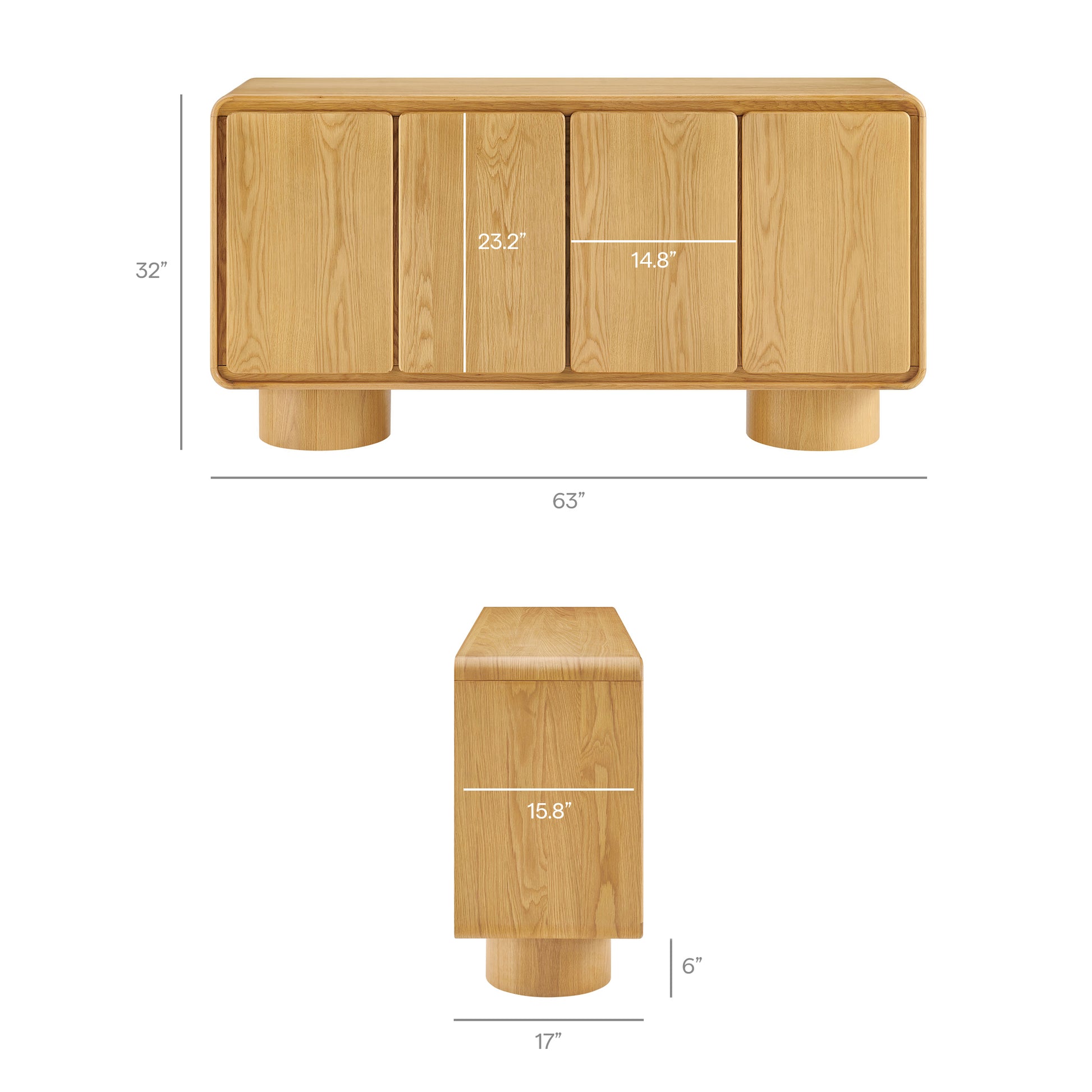 Lumo 4-Door Curved Wood Accent Cabinet by Modway