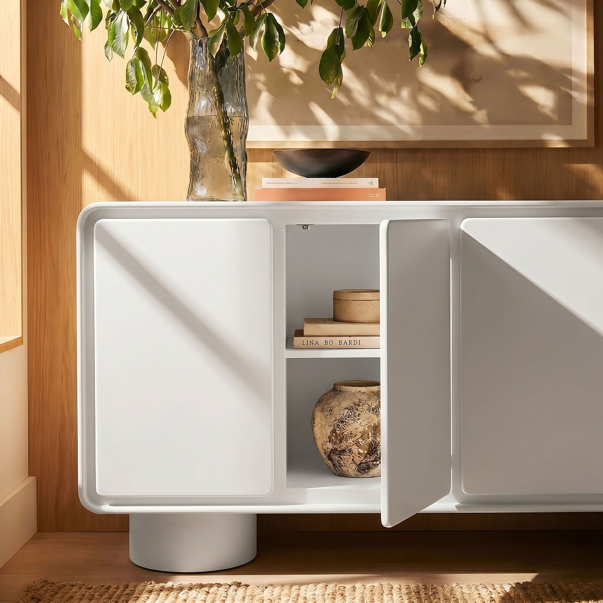 Lumo 4-Door Curved Wood Accent Cabinet by Modway
