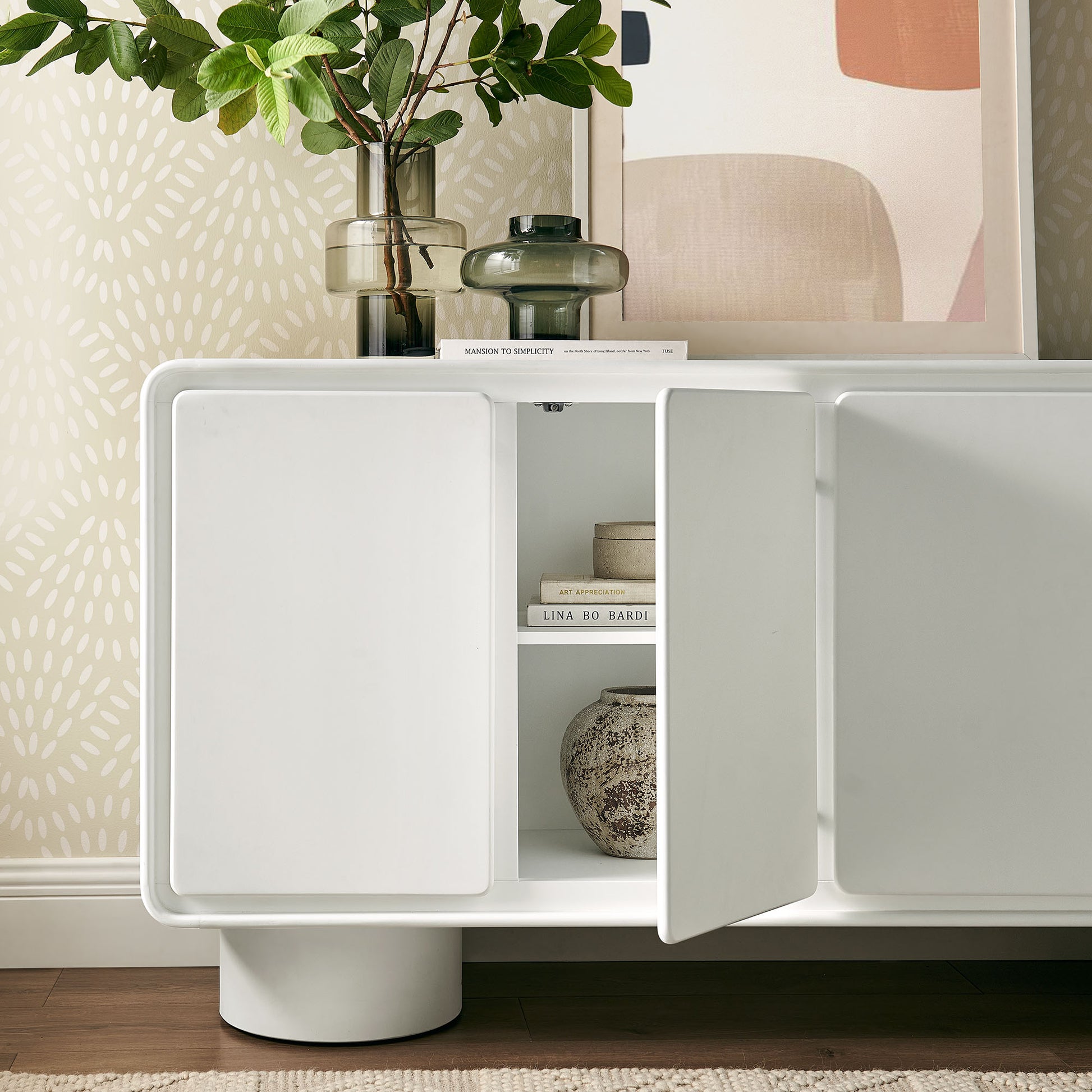 Lumo 4-Door Curved Wood Accent Cabinet by Modway