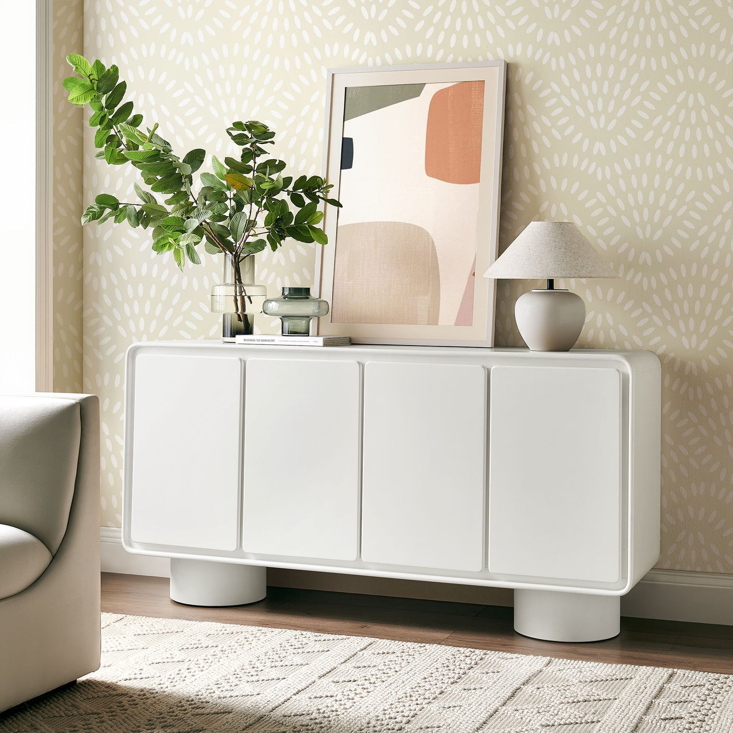 Lumo 4-Door Curved Wood Accent Cabinet by Modway