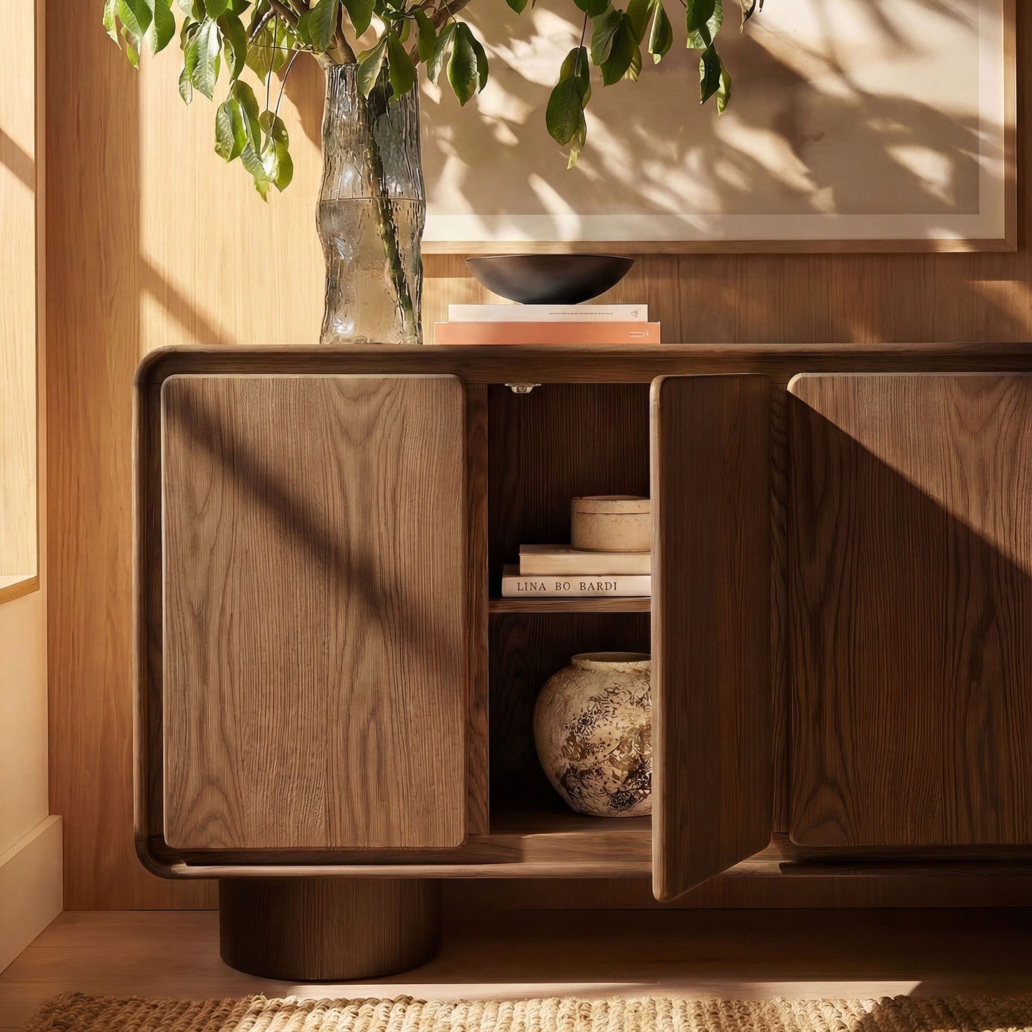 Lumo 4-Door Curved Wood Accent Cabinet by Modway