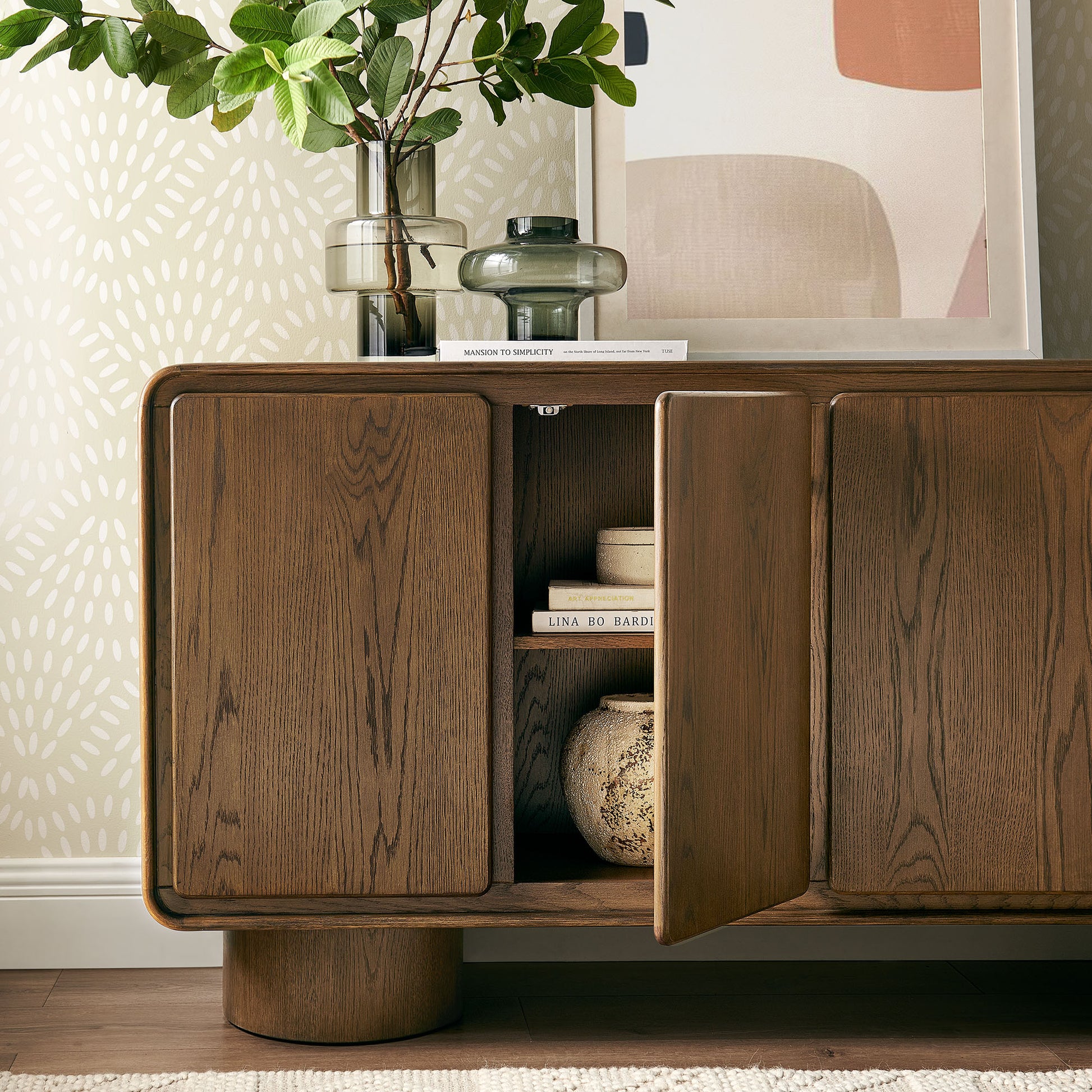 Lumo 4-Door Curved Wood Accent Cabinet by Modway