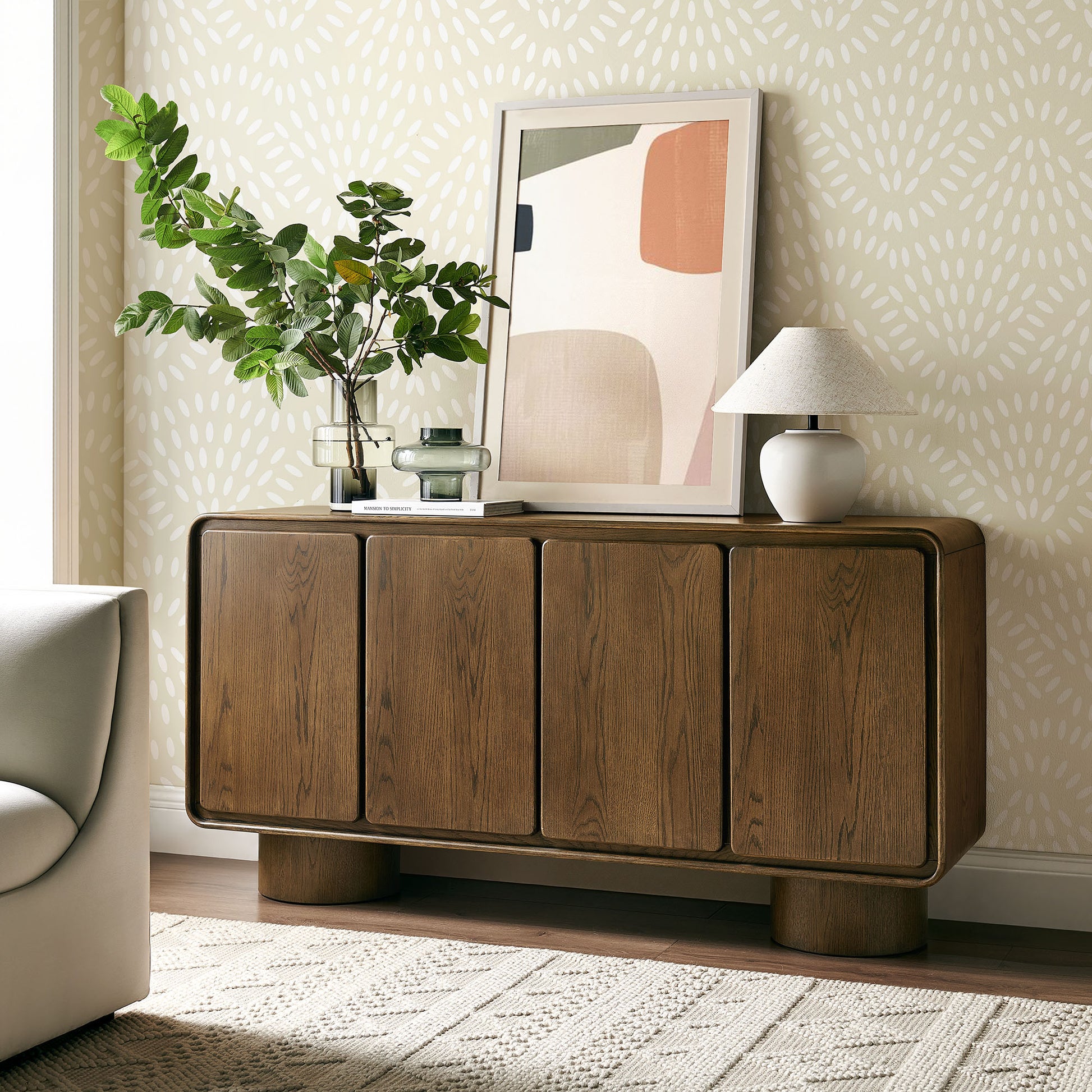 Lumo 4-Door Curved Wood Accent Cabinet by Modway