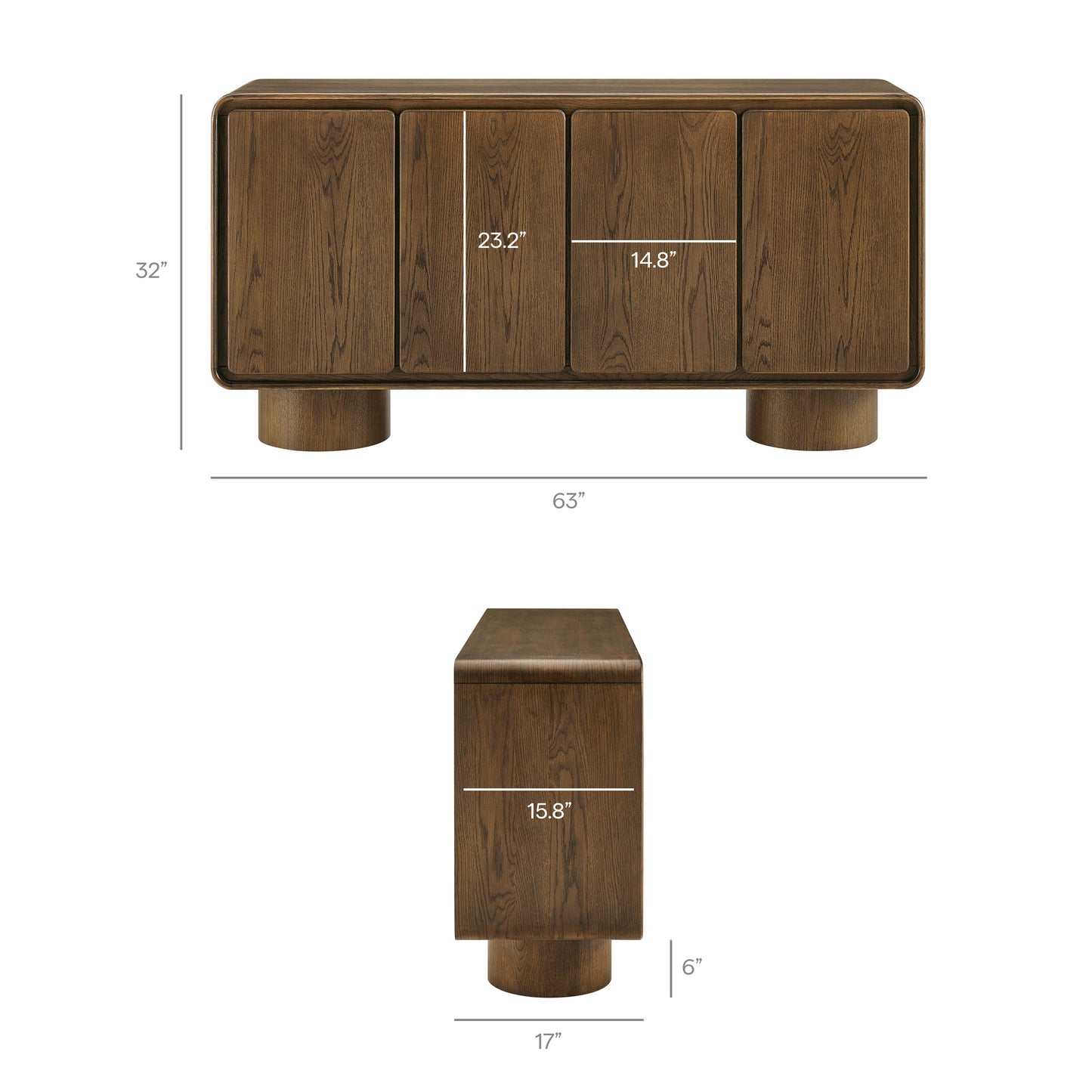 Lumo 4-Door Curved Wood Accent Cabinet by Modway