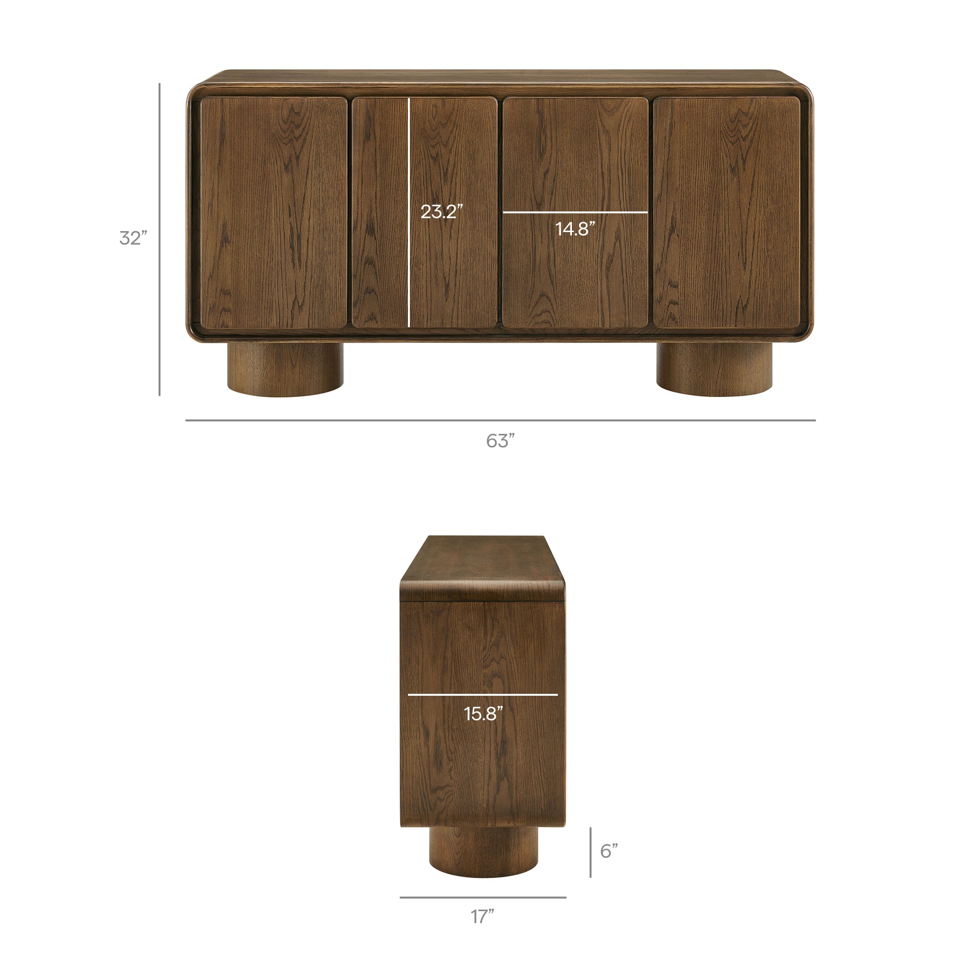 Lumo 4-Door Curved Wood Accent Cabinet by Modway