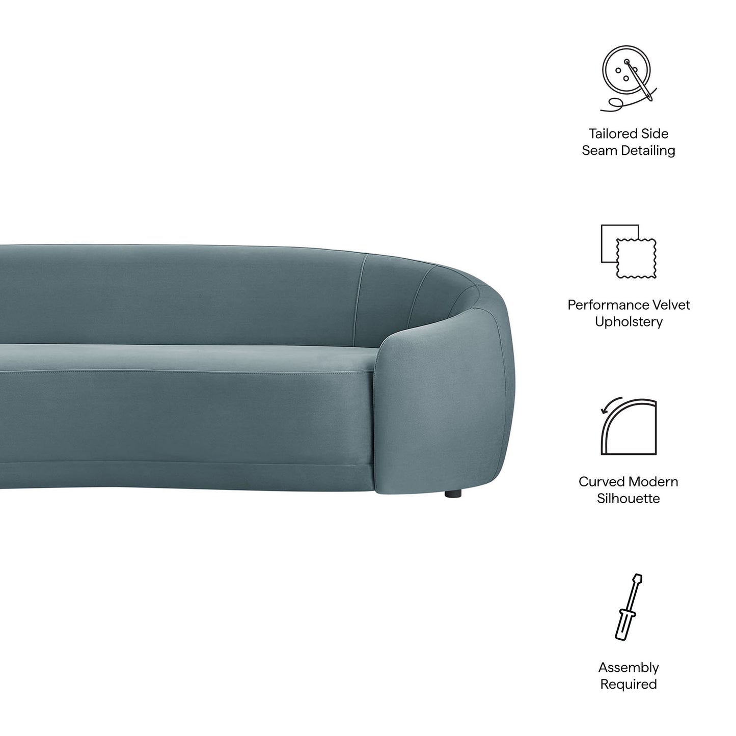 Contessa Curved Performance Velvet Sofa by Modway