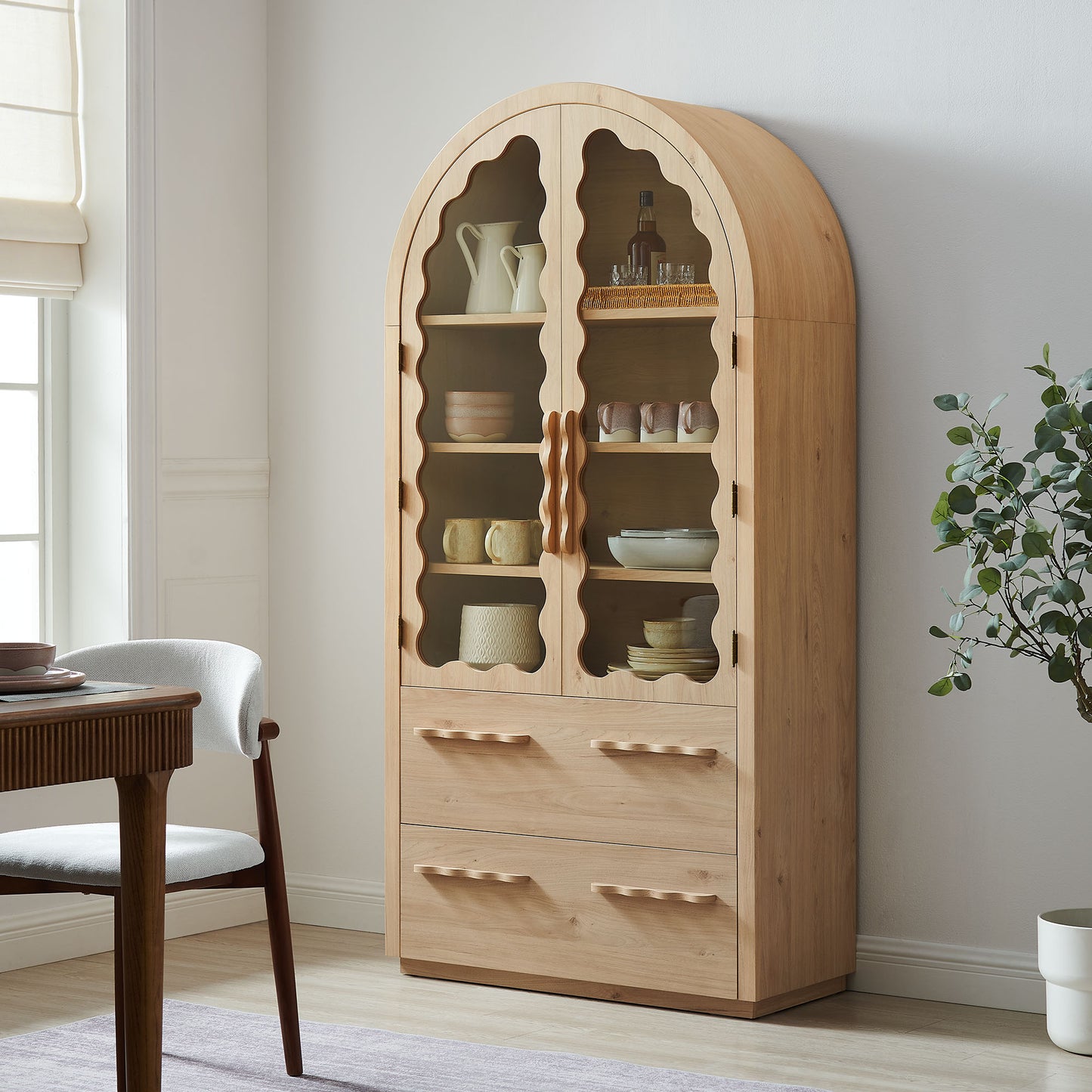 Rory 76 Inch Arched Kitchen Pantry Display Cabinet by Modway EEI-7589-LOA