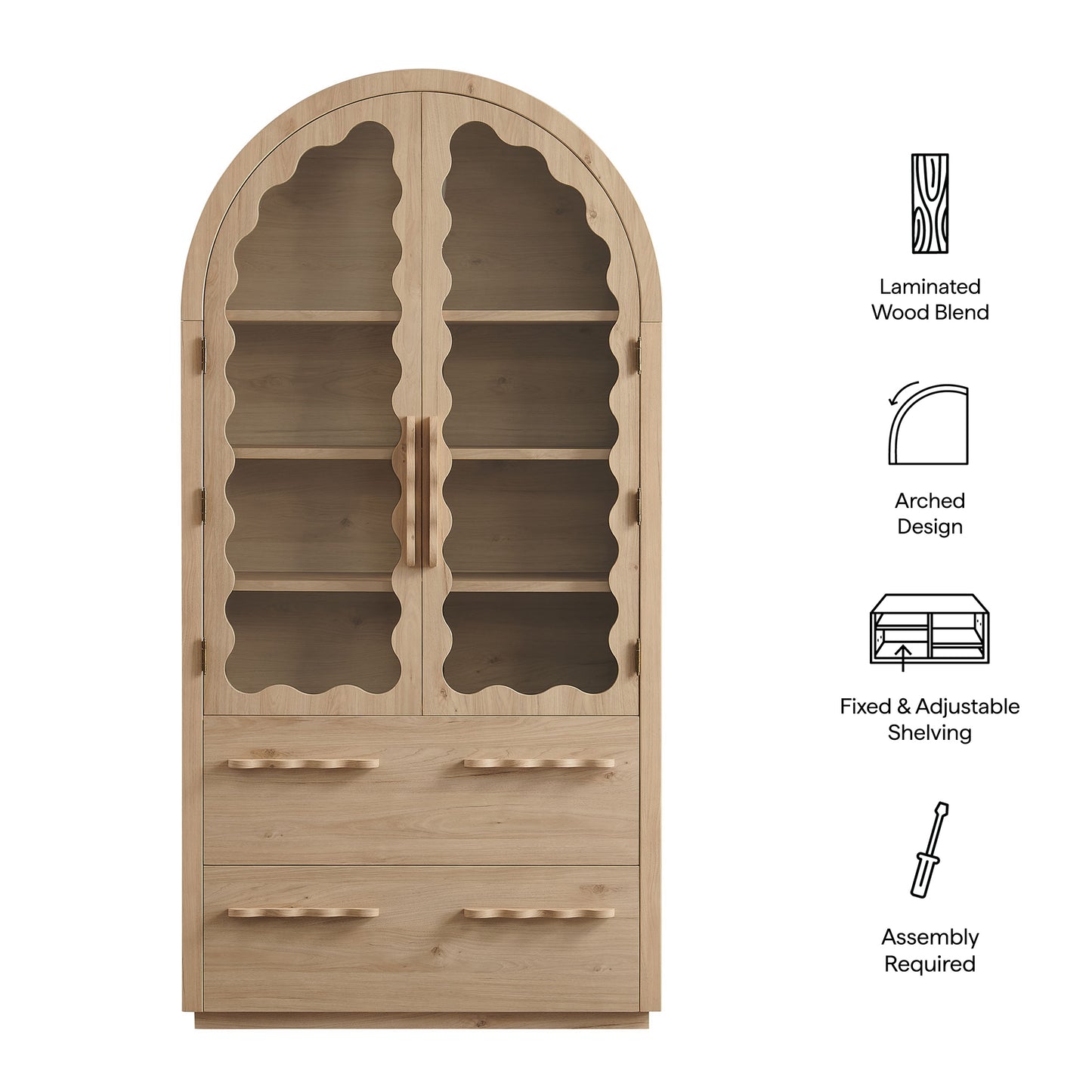 Rory 76 Inch Arched Kitchen Pantry Display Cabinet by Modway EEI-7589-LOA