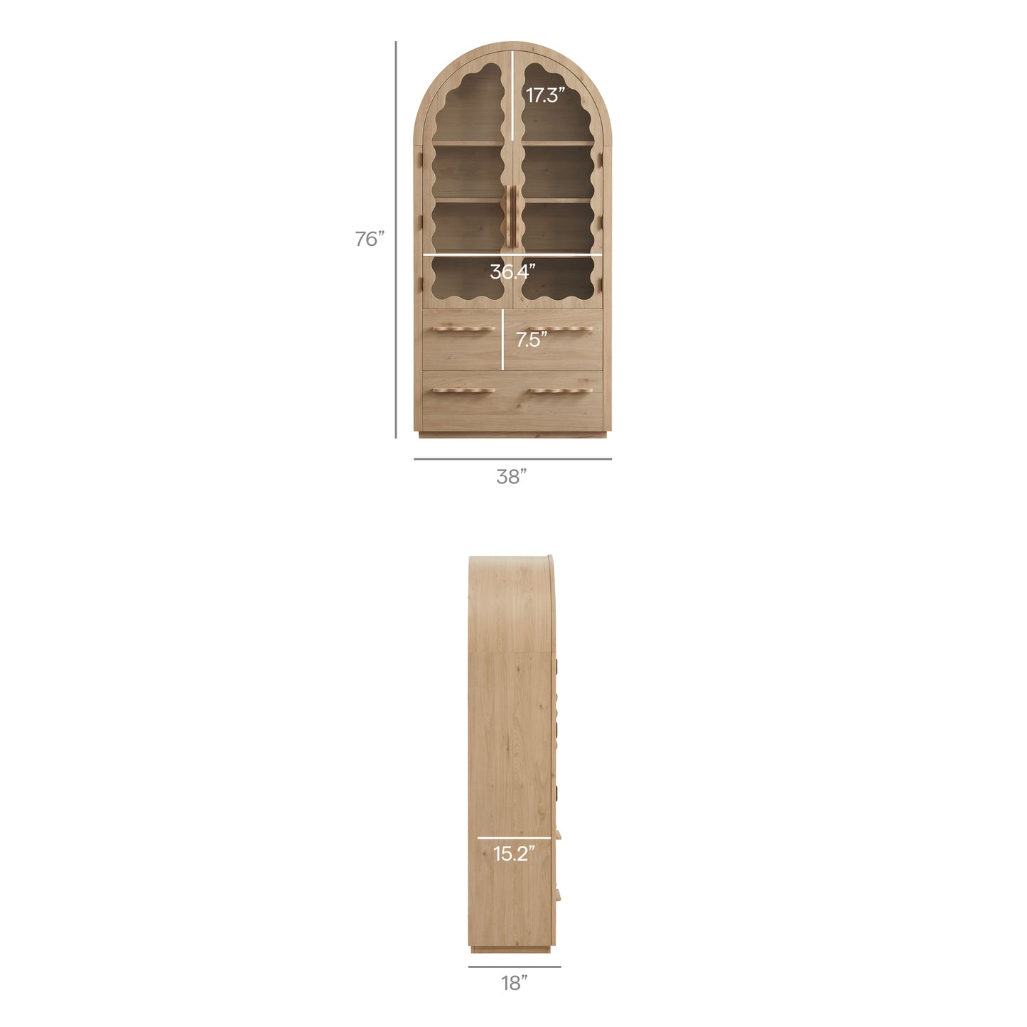 Rory 76 Inch Arched Kitchen Pantry Display Cabinet by Modway EEI-7589-LOA