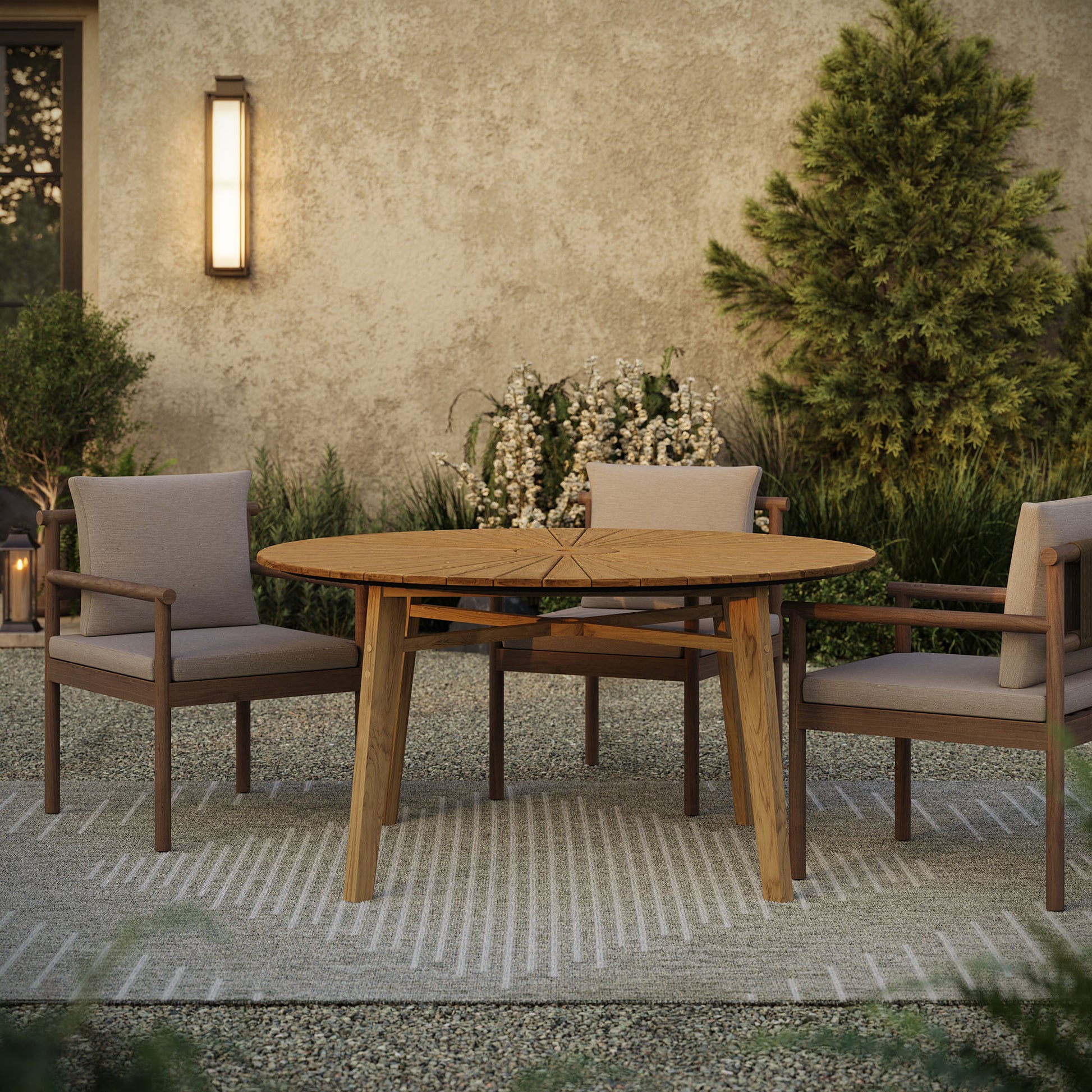 Cielo 59" Sunburst Outdoor Patio Teak Dining Table by Modway