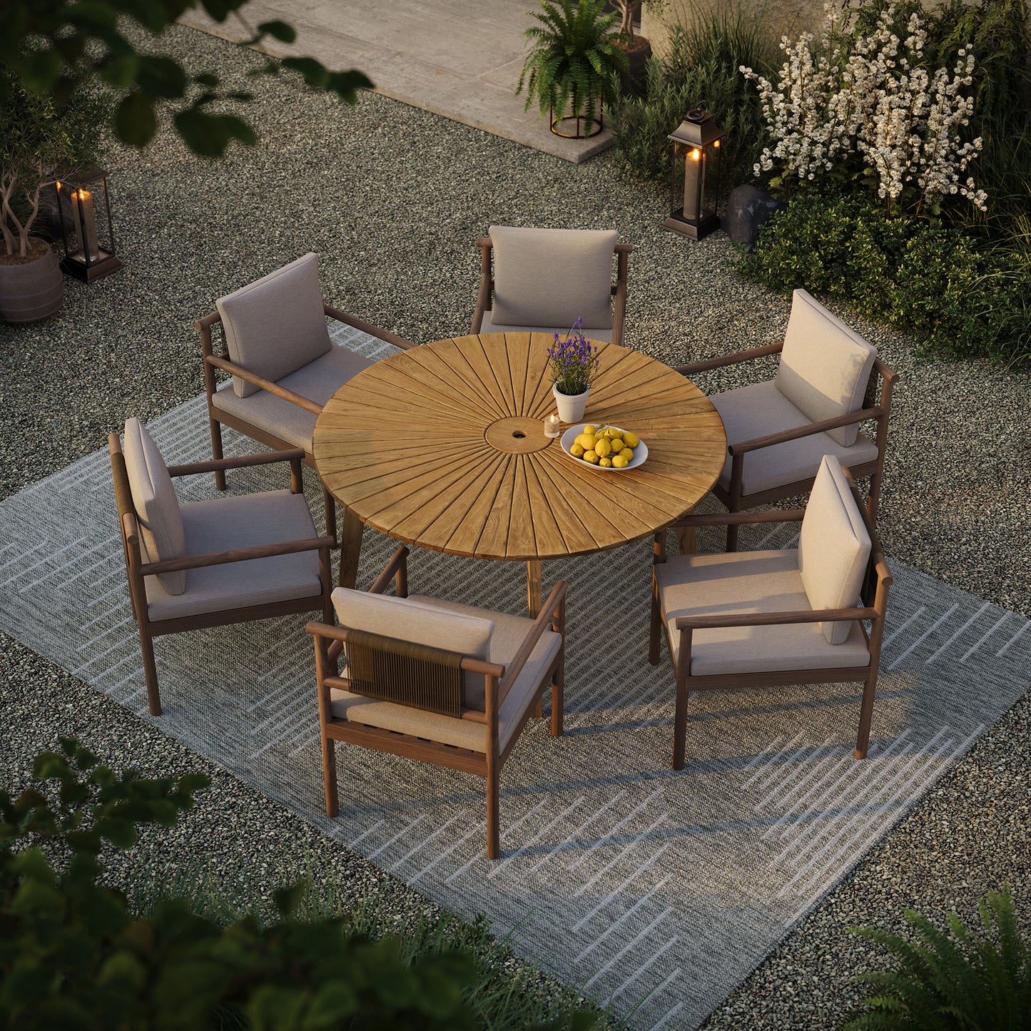 Cielo 59" Sunburst Outdoor Patio Teak Dining Table by Modway
