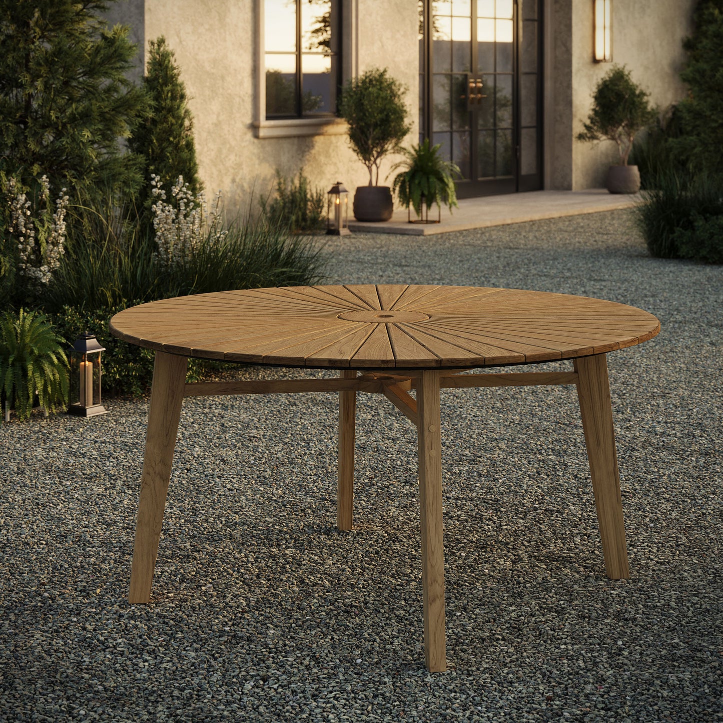 Cielo 59" Sunburst Outdoor Patio Teak Dining Table by Modway