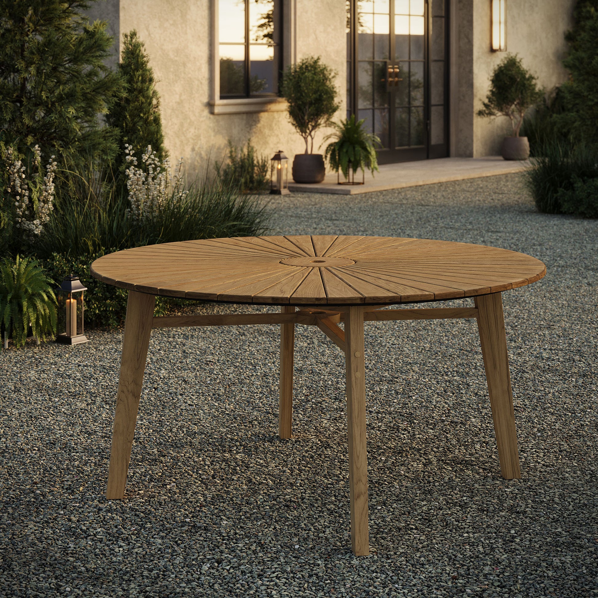 Cielo 59" Sunburst Outdoor Patio Teak Dining Table by Modway
