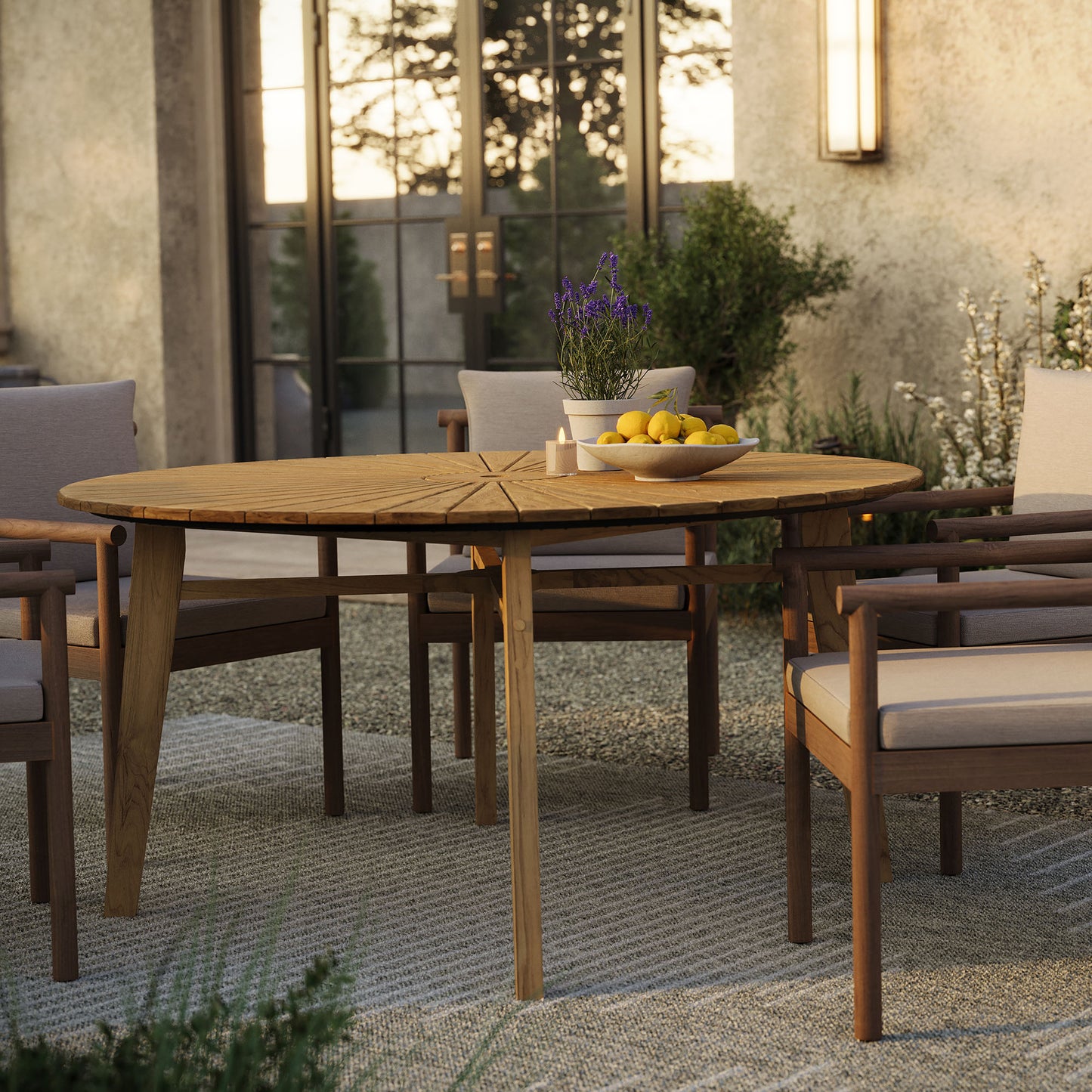 Cielo 59" Sunburst Outdoor Patio Teak Dining Table by Modway