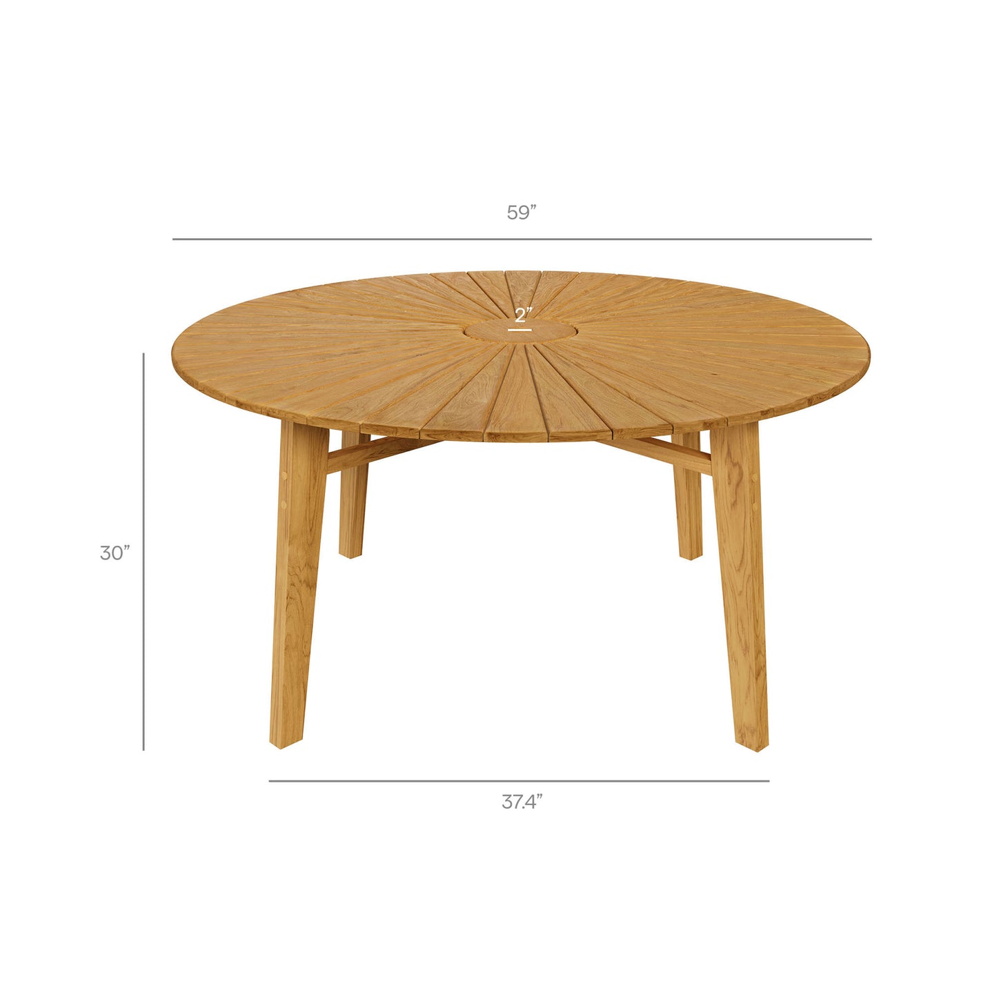 Cielo 59" Sunburst Outdoor Patio Teak Dining Table by Modway