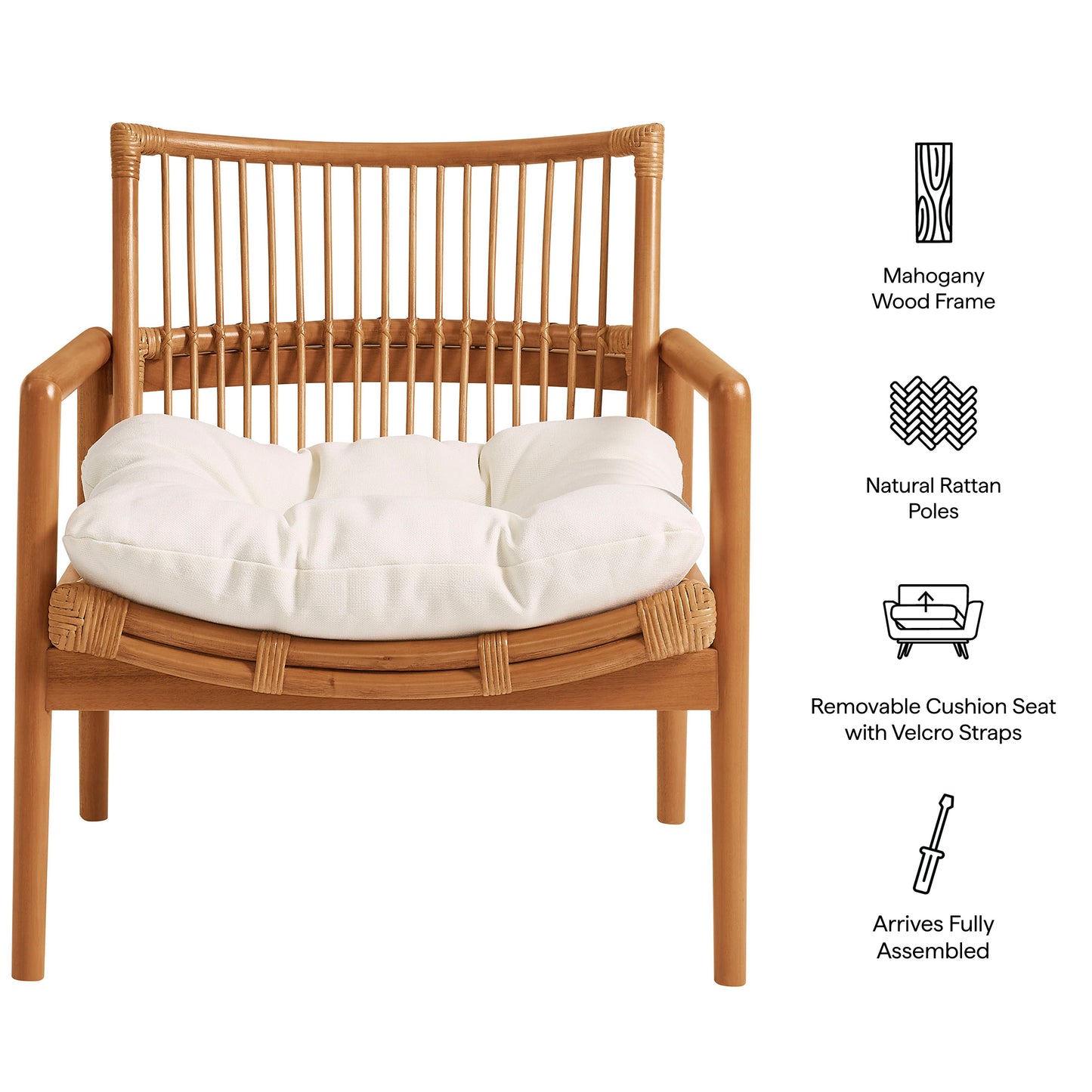 Tula Wood Rattan Lounge Chair by Modway
