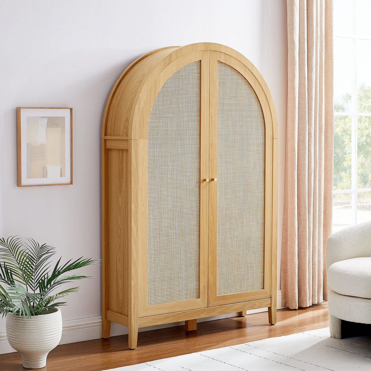 Calista 63 Inch Arched Storage Cabinet With Folding Desk by Modway