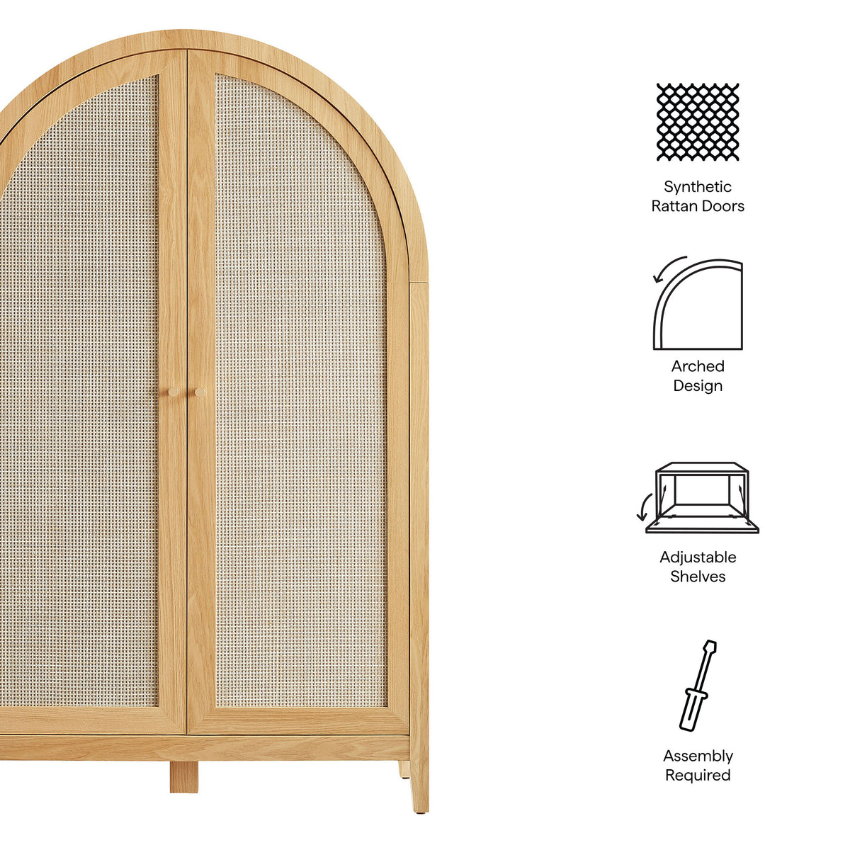 Calista 63 Inch Arched Storage Cabinet With Folding Desk by Modway