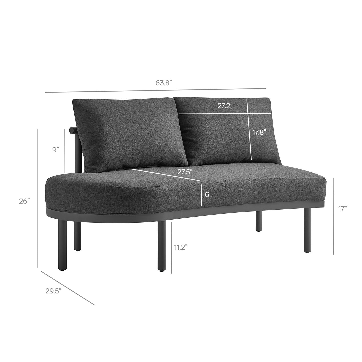 Porta 2 Piece Outdoor Patio Aluminum Modular Sofa by Modway
