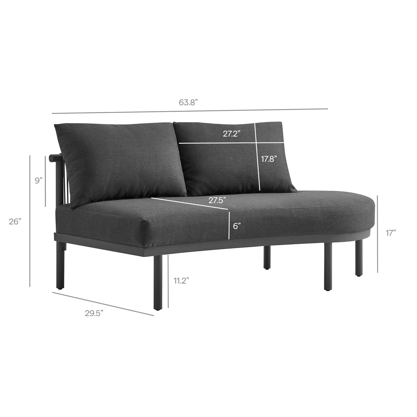 Porta Right-Arm Facing Outdoor Patio Aluminum Modular Piece by Modway