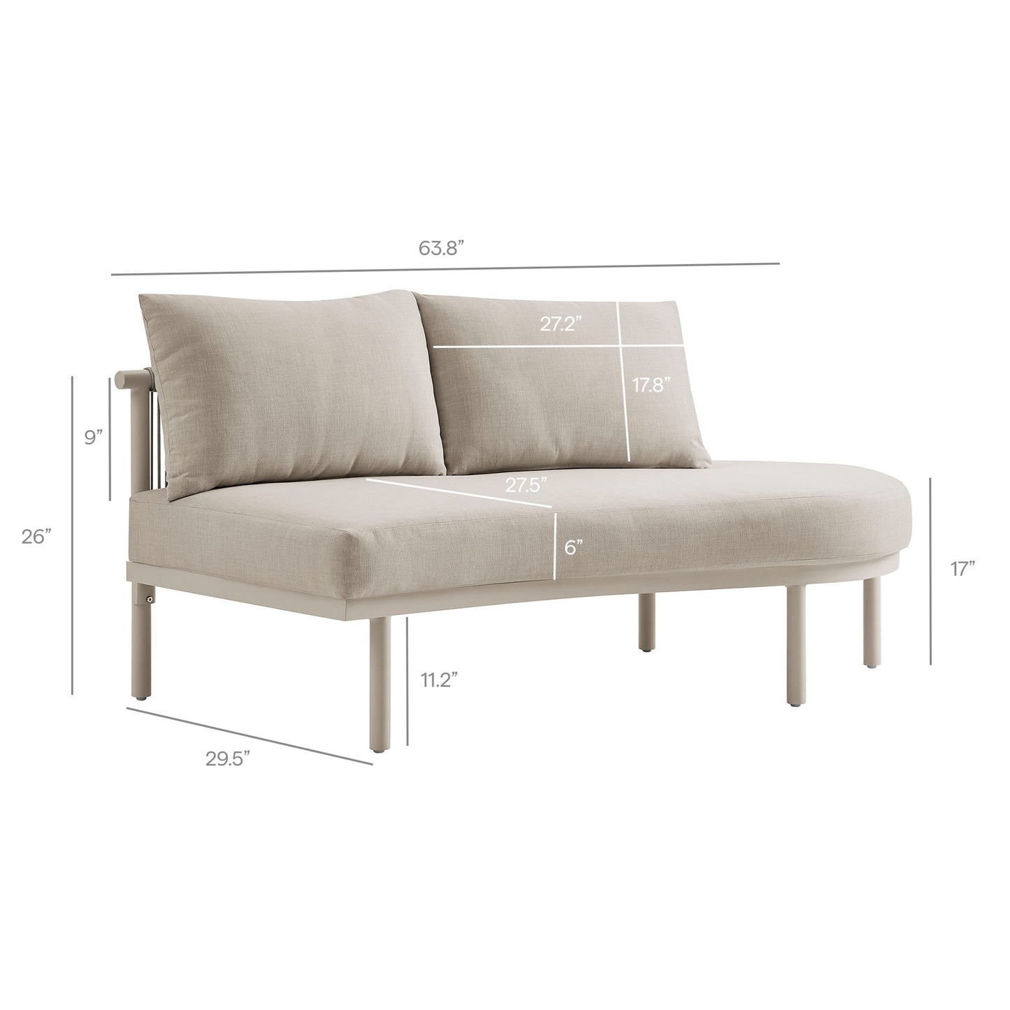 Porta Right-Arm Facing Outdoor Patio Aluminum Modular Piece by Modway
