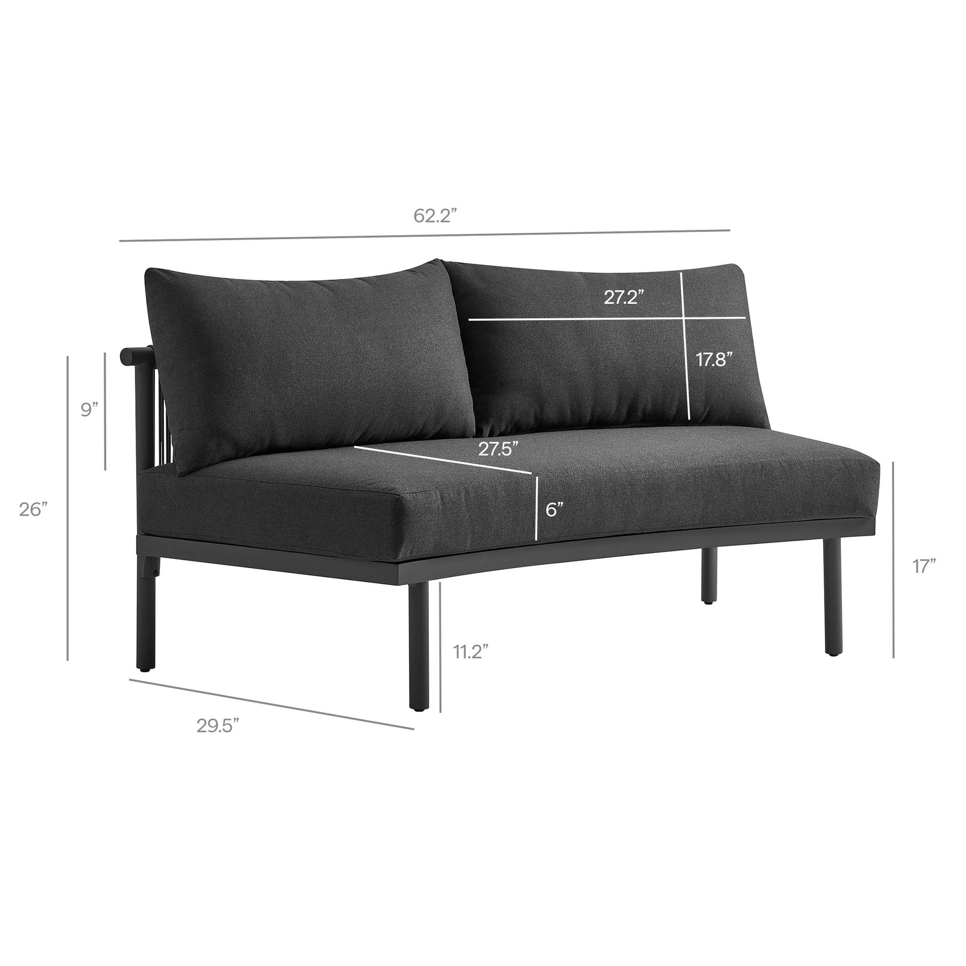 Porta 3 Piece Outdoor Patio Aluminum Modular Sofa by Modway