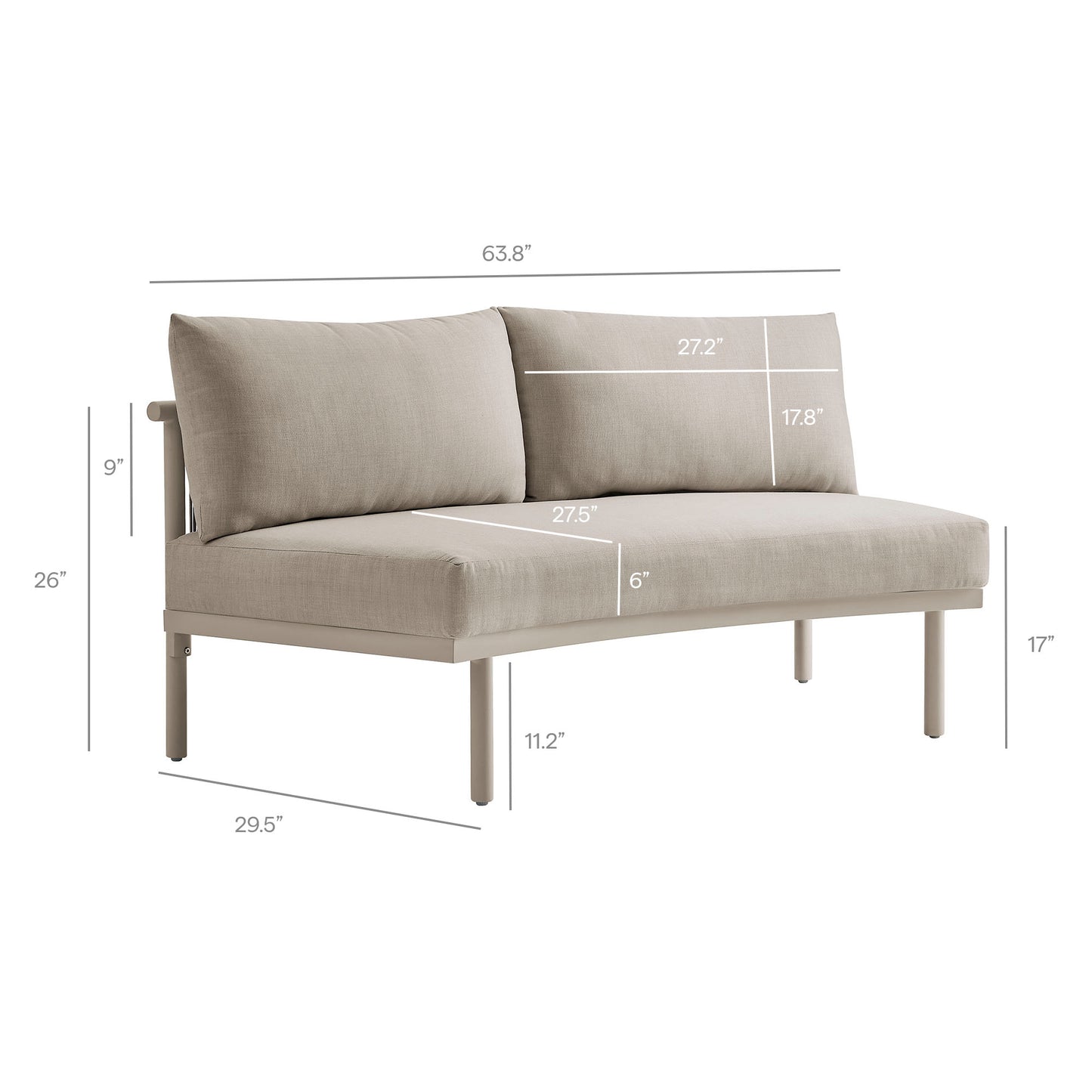 Porta 3 Piece Outdoor Patio Aluminum Modular Sofa by Modway