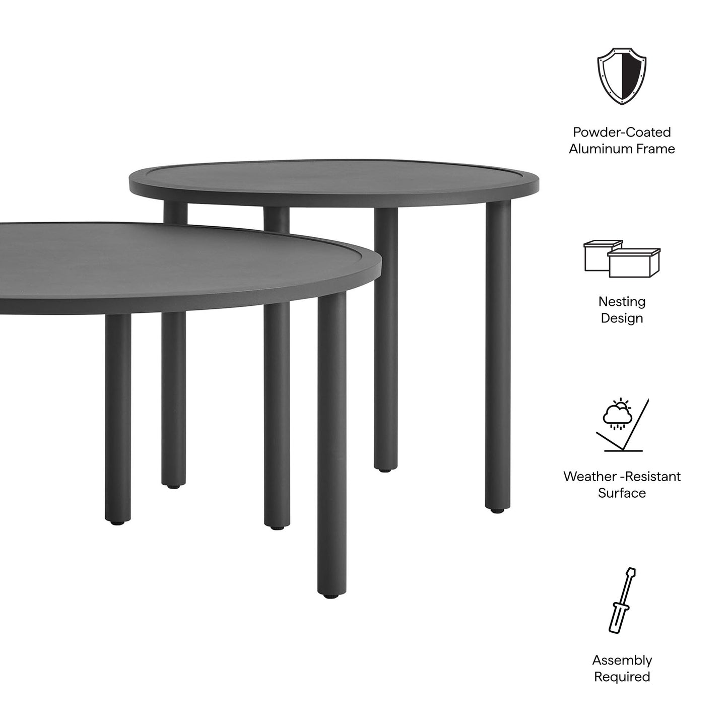 Porta 2 Piece Nesting Outdoor Patio Aluminum Coffee Table Set by Modway